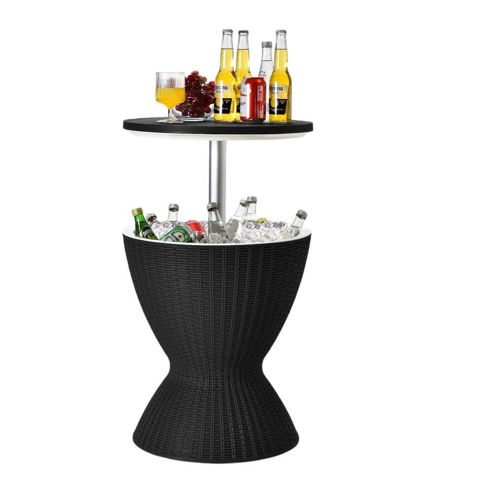 Decksplore 8 Gallon Adjustable Height Cooler Bar Table Drain Plug Drinks Beer Wine Outdoor Patio Backyard Pool BBQ Parties