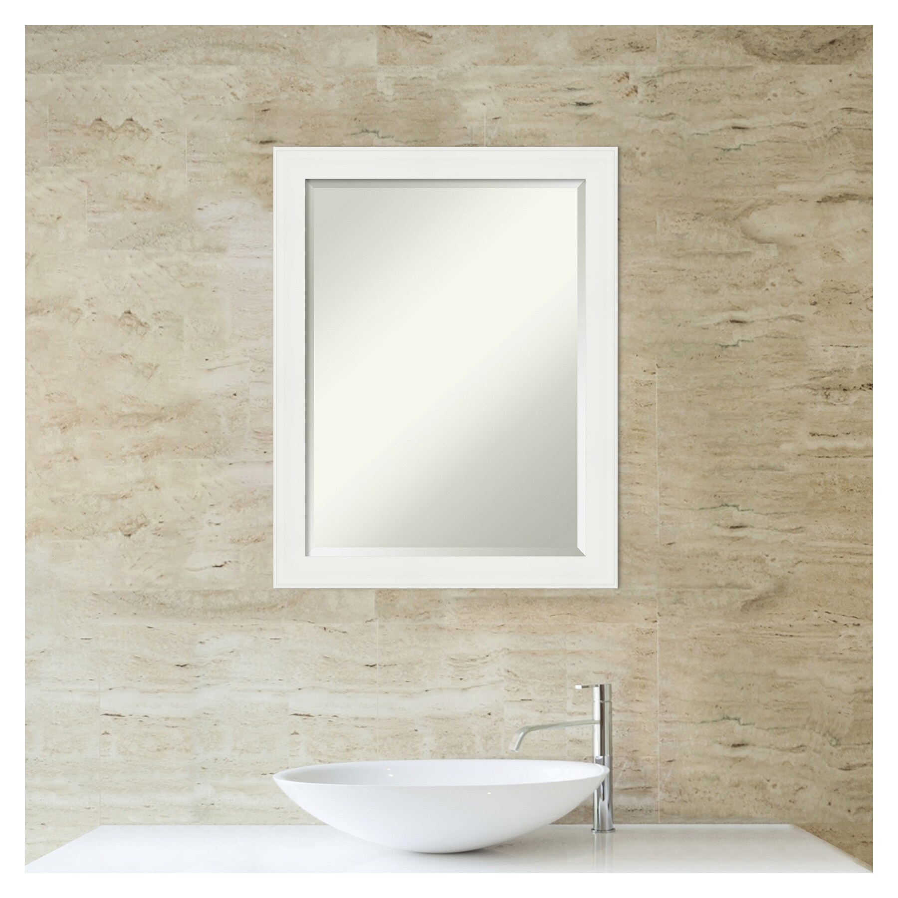 White Matte Rectangular Wall Mounted Bath Mirror