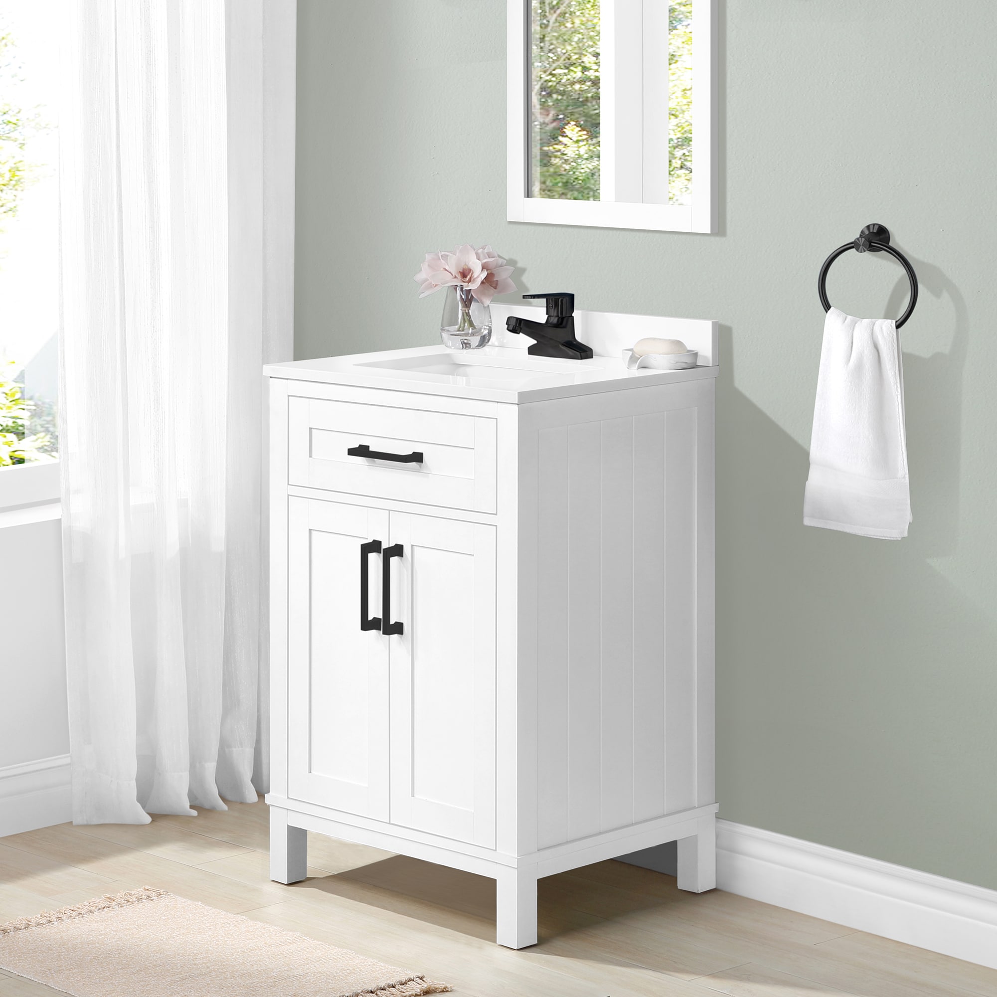 Style Selections Burke 24-in White Undermount Single Sink Bathroom 