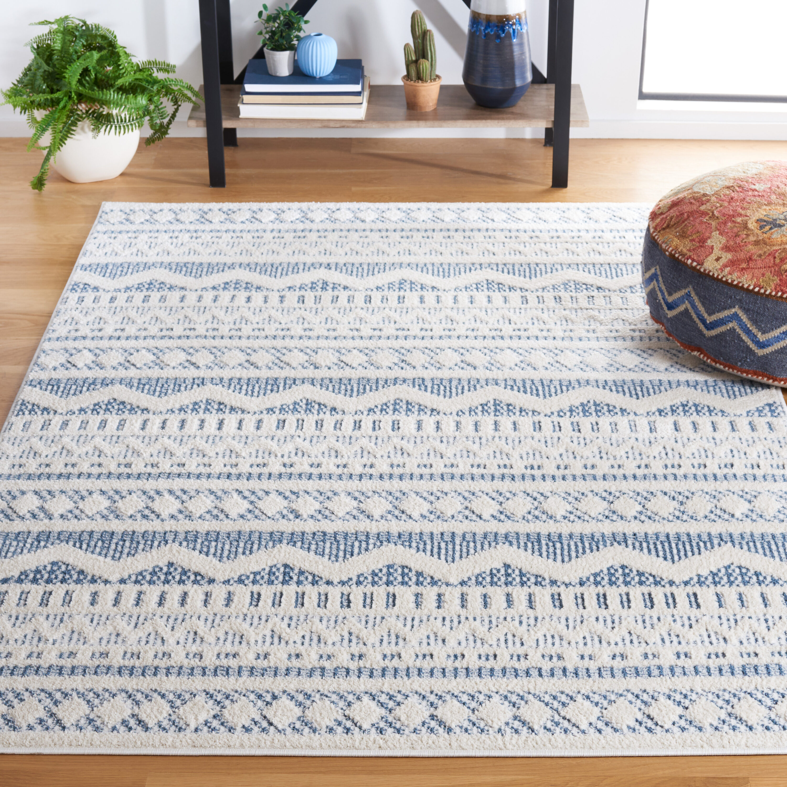 Safavieh Alamo 8 x 10 (ft) Loomed Polyester Blue/Ivory Rectangular ...