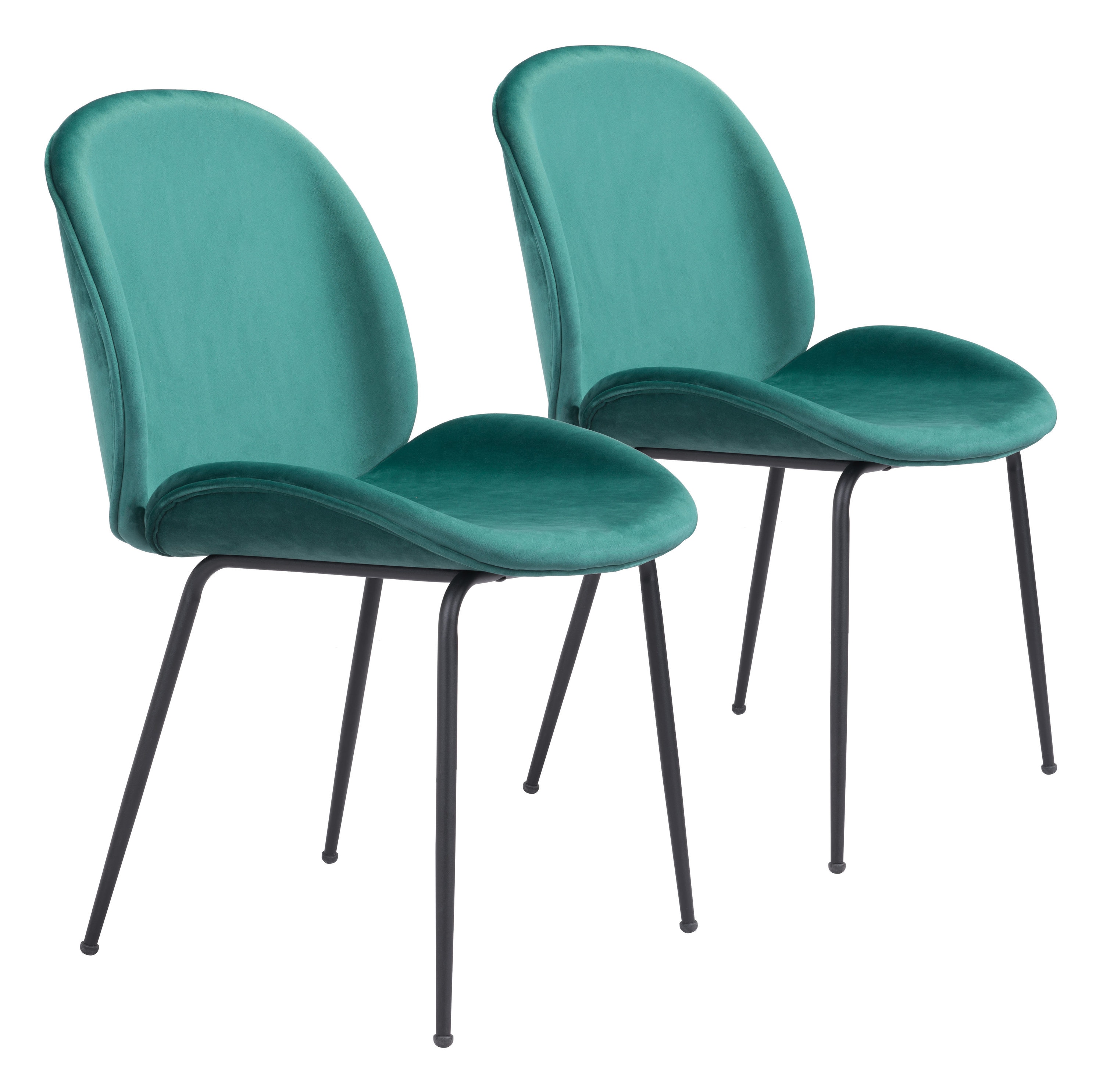 Zuo Modern 101752 Set of 2-Mile Contemporary/Modern Polyester Upholstered Side Chair (Metal Frame)