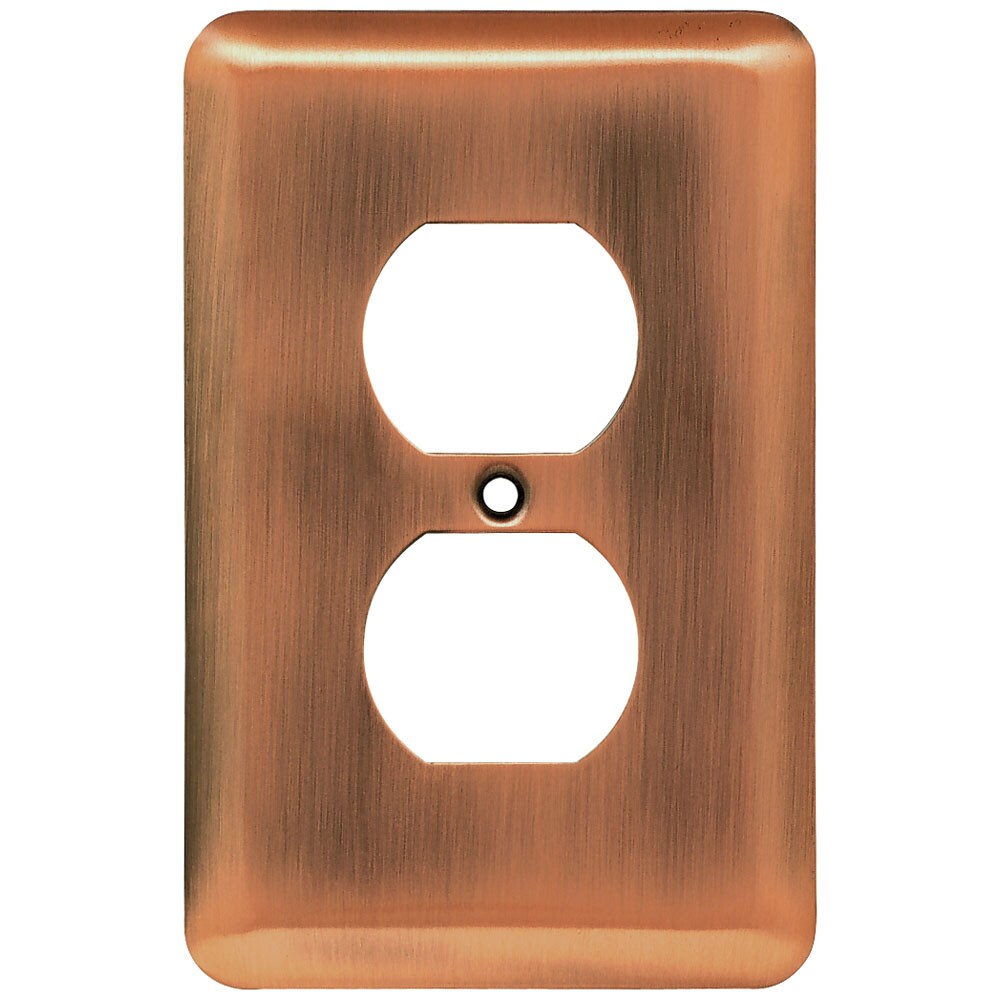 Brainerd 64112 Stamped Round 1-Gang Standard Size Brushed Copper Steel Toggle Wall Plate
