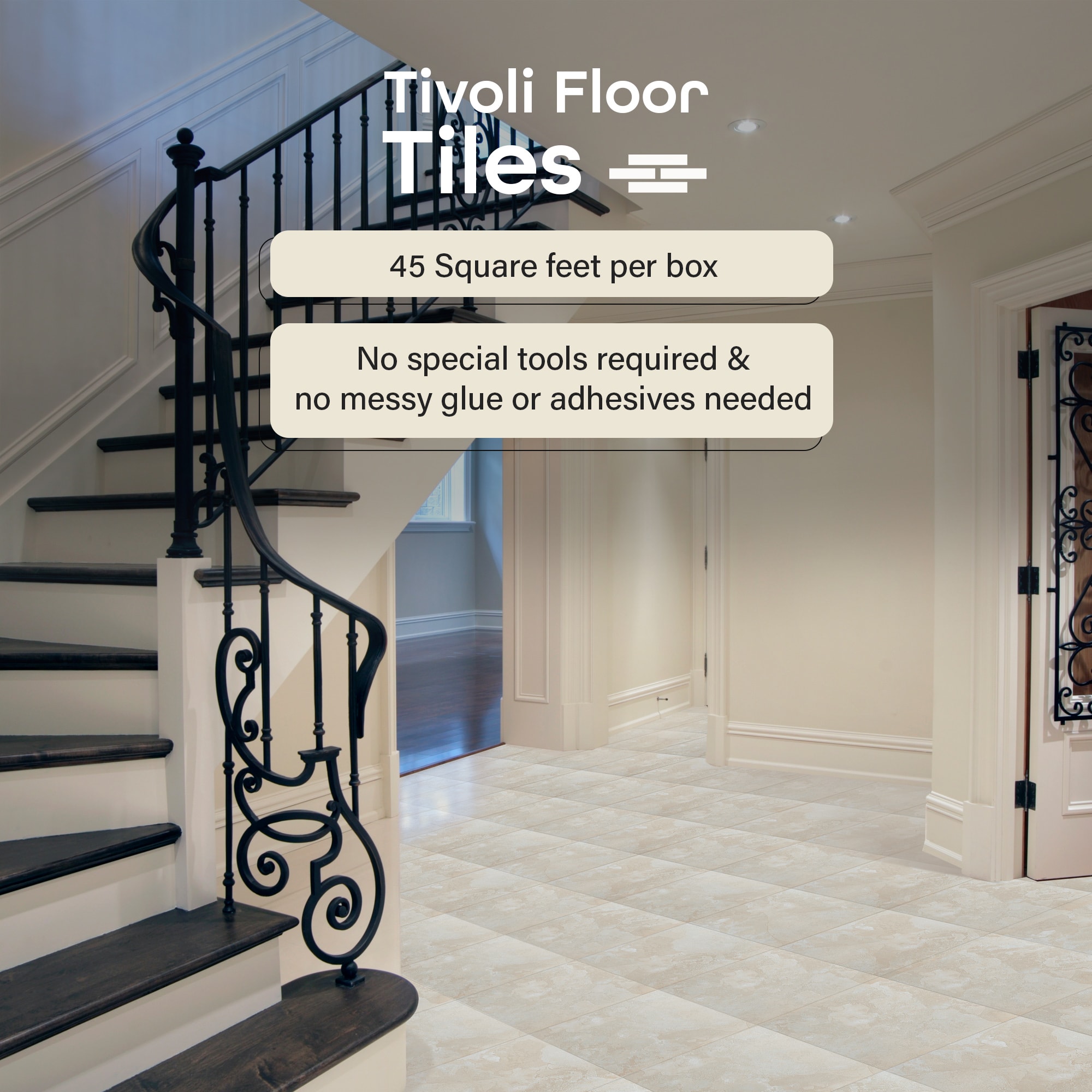 Tivoli 12" x 12" White Slate Self-Adhesive Vinyl Floor Tiles