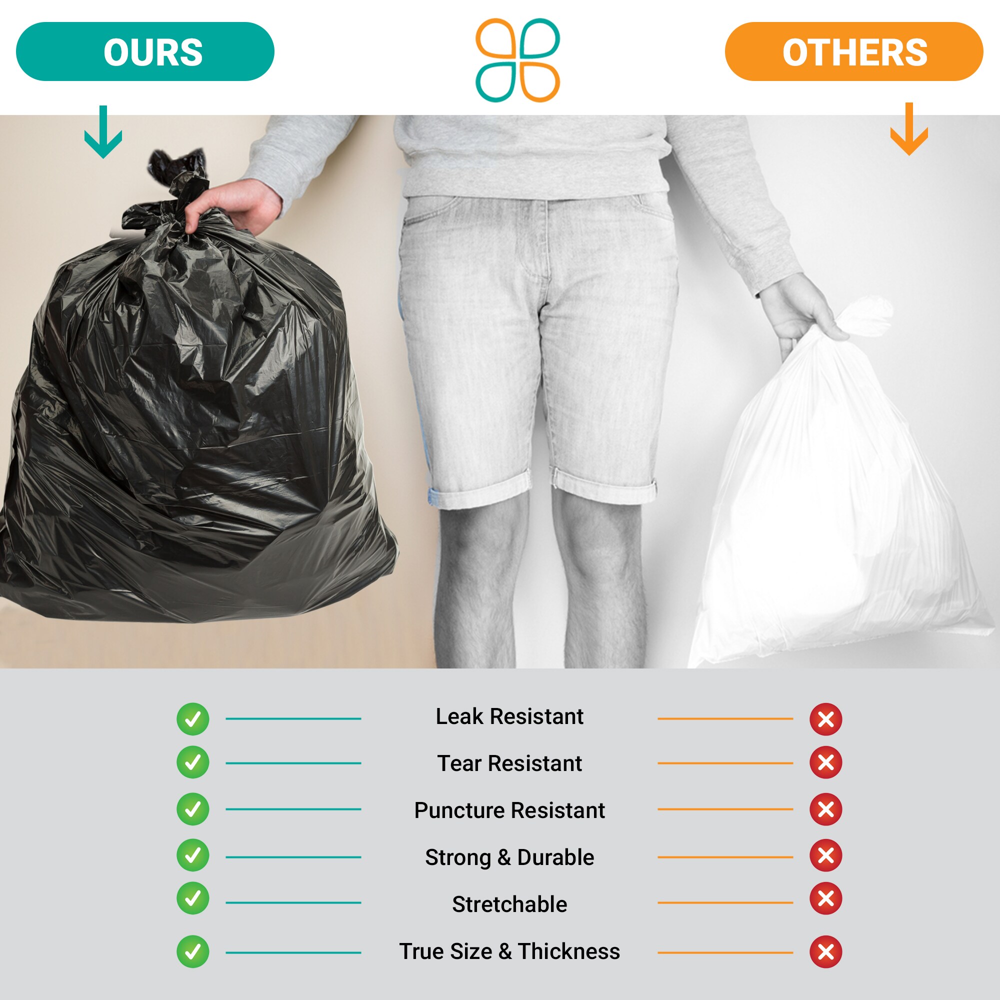 PlasticMill 13-Gallons Black Outdoor Plastic Can Trash Bag (250
