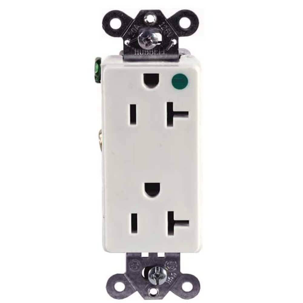 Hubbell  Wiring Device-Kellems Duplex Straight Blade Receptacle 5-20R 20 A 125V AC 2 Pole 3 Wire Flush Mount