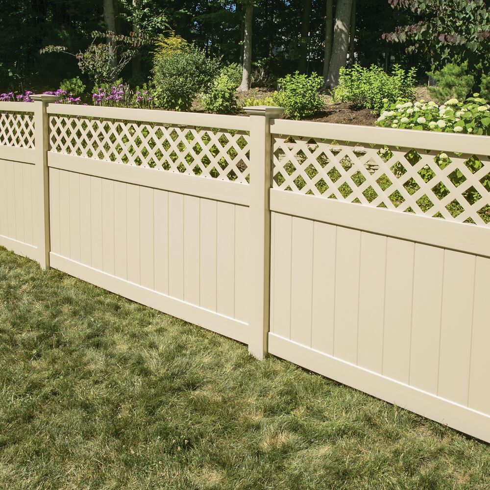 Freedom Conway 4.75-ft H x 8-ft W Sand Vinyl Fence Panel in the Vinyl ...