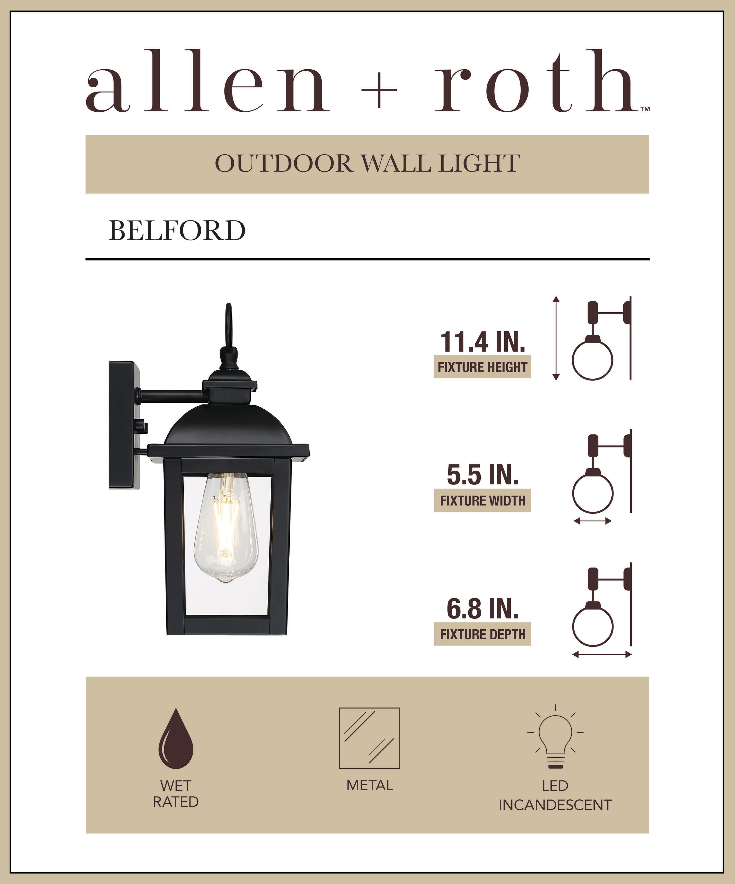 allen + roth T230779-WC-5.5 Outdoor-Wall-Lighting - View #2