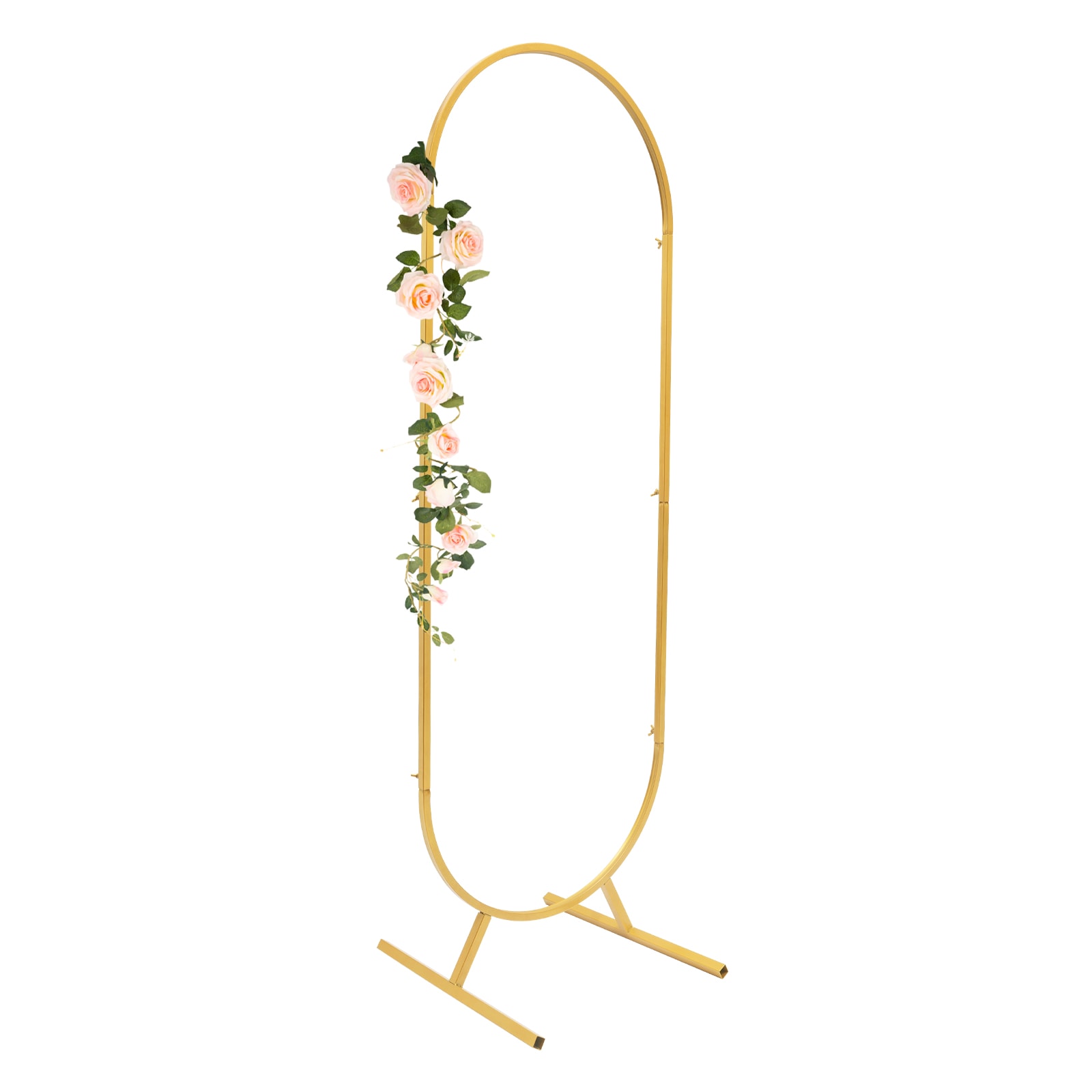 CNCEST YLJHKT8FWDZJ8 1.9-ft W x 5.58-ft H Arched Gold Oval Arch for Wedding Party Steel Garden Arbor