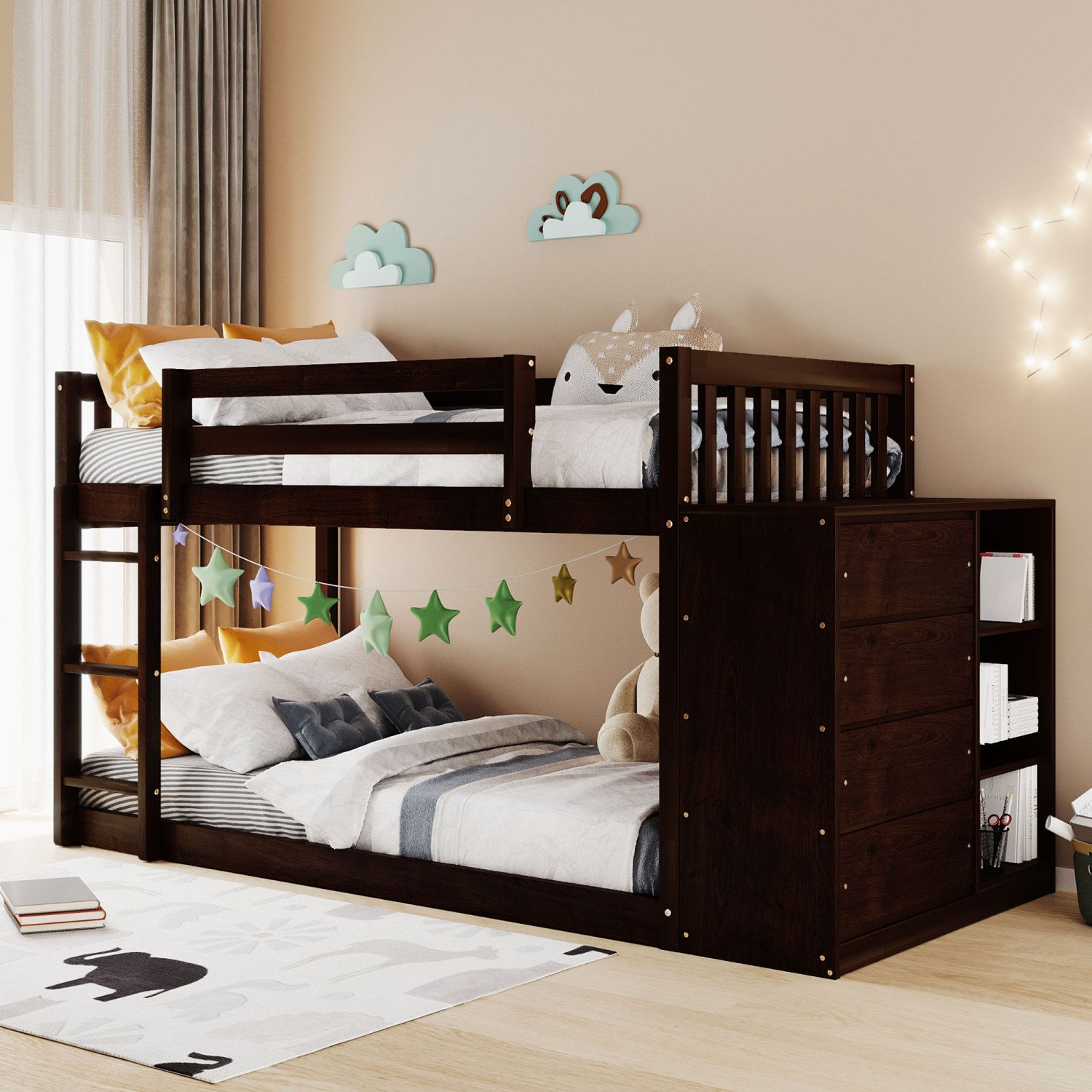 JASMODER LT000167AAP Espresso Twin Composite Platform Bed