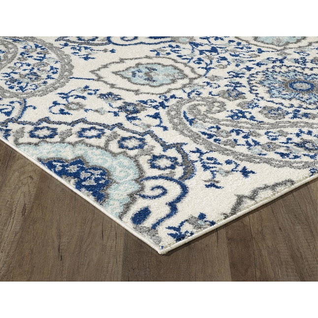 Blue Indoor Paisley Area Rug, Solid Color Area Rugs 6×9