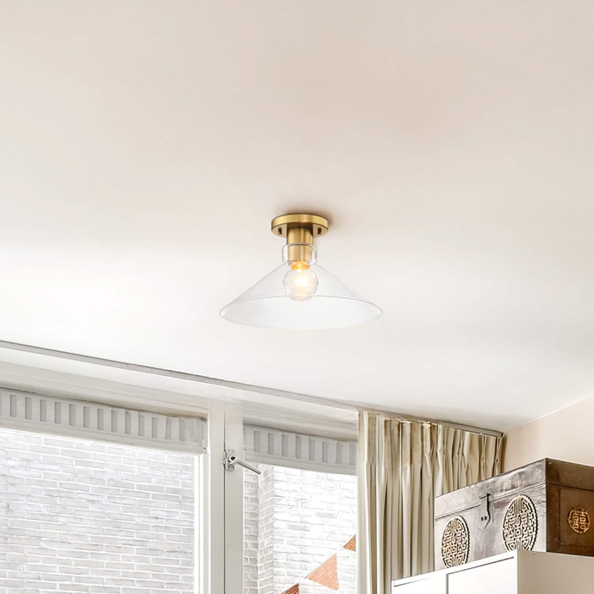 Designers Fountain D307M-SF-BG Leena 1 -Light 14-in Brushed Gold Semi Flush Mount Light