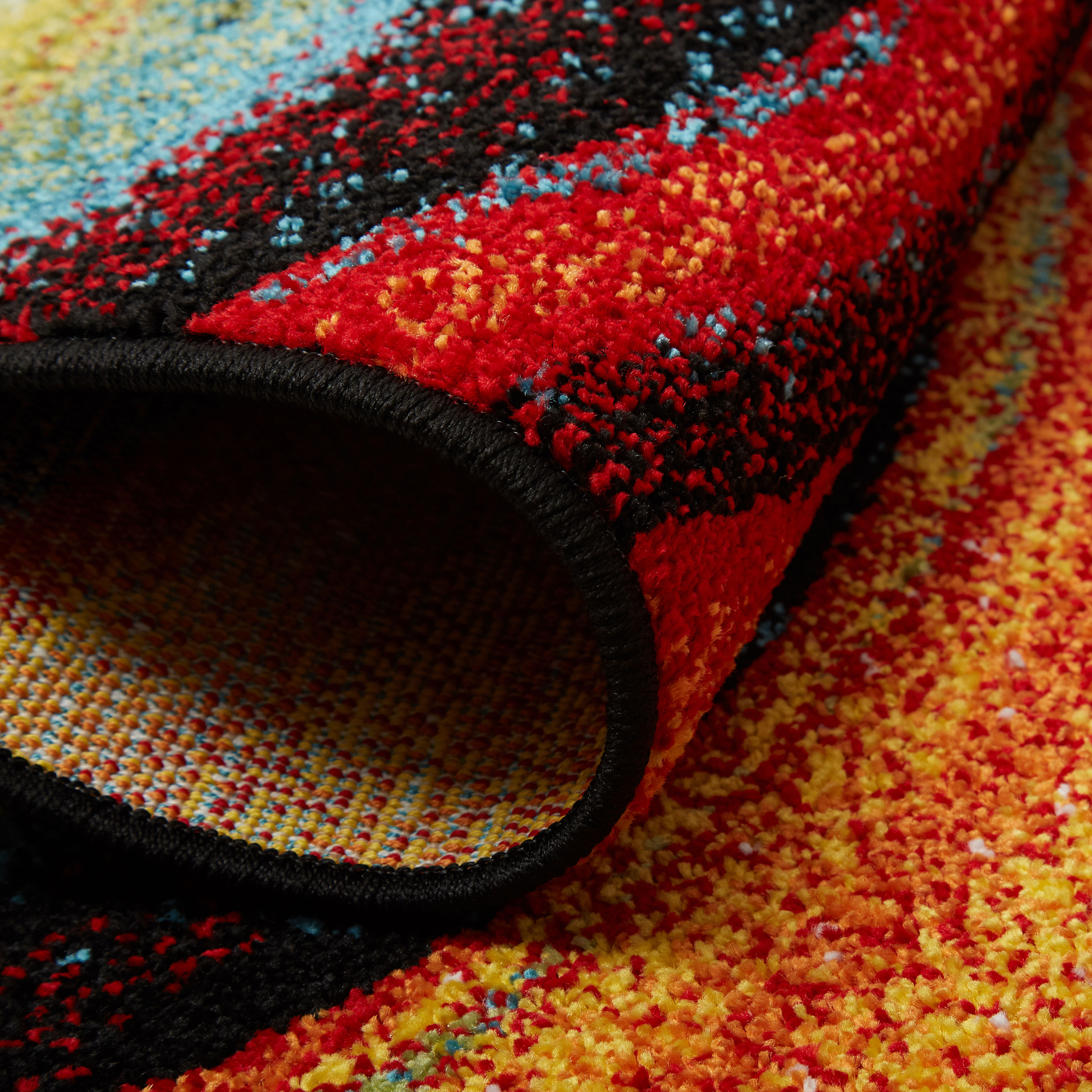 Adja Red and Multicolor Abstract Swirl Runner Rug