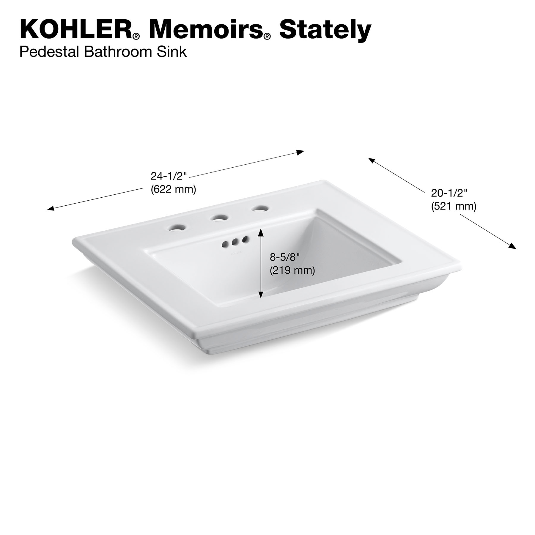 KOHLER R2345-8-0 Complete-Pedestal-Lavatories - View #3