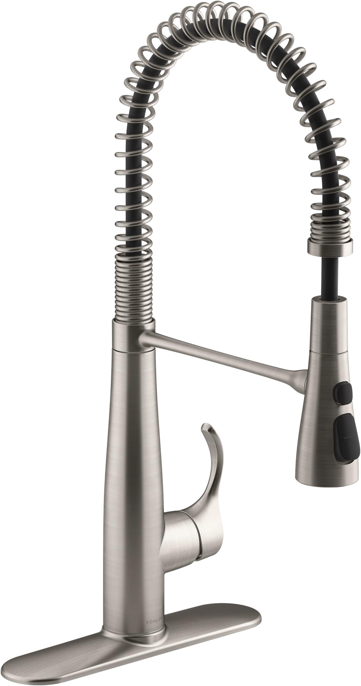 KOHLER 22033-VS Simplice Vibrant Stainless Single Handle Deck-mount Pull-down Kitchen Faucet with Sprayer ( Deck Plate Included )