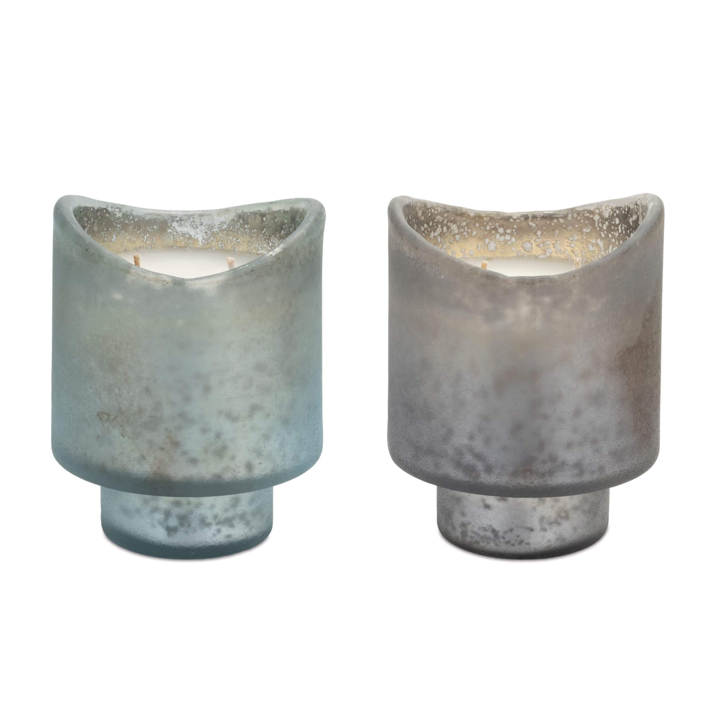 Melrose International 94876DS Candle in Glass Set of 2 4D x 5H Glass/Paraffin/Soy