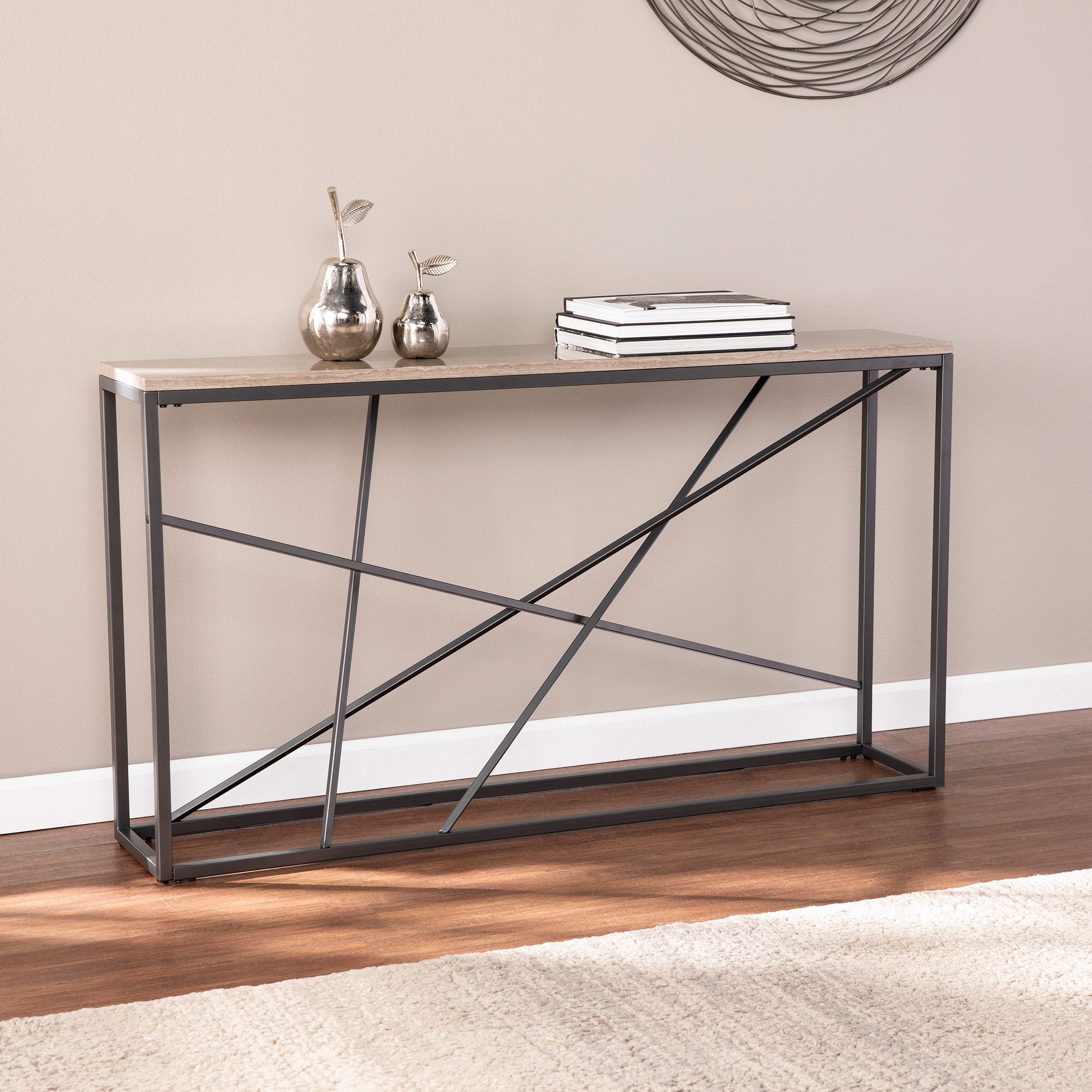 SEI Furniture - Arendal Faux Stone Skinny Console Table