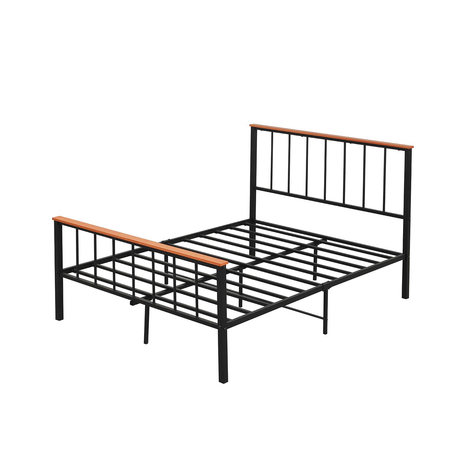 Fenbeli QLLSFENH130 Heavy Duty Metal Platform Bed Frame with Wood Grain Headboard 1100 lb Capacity and Under Bed Storage