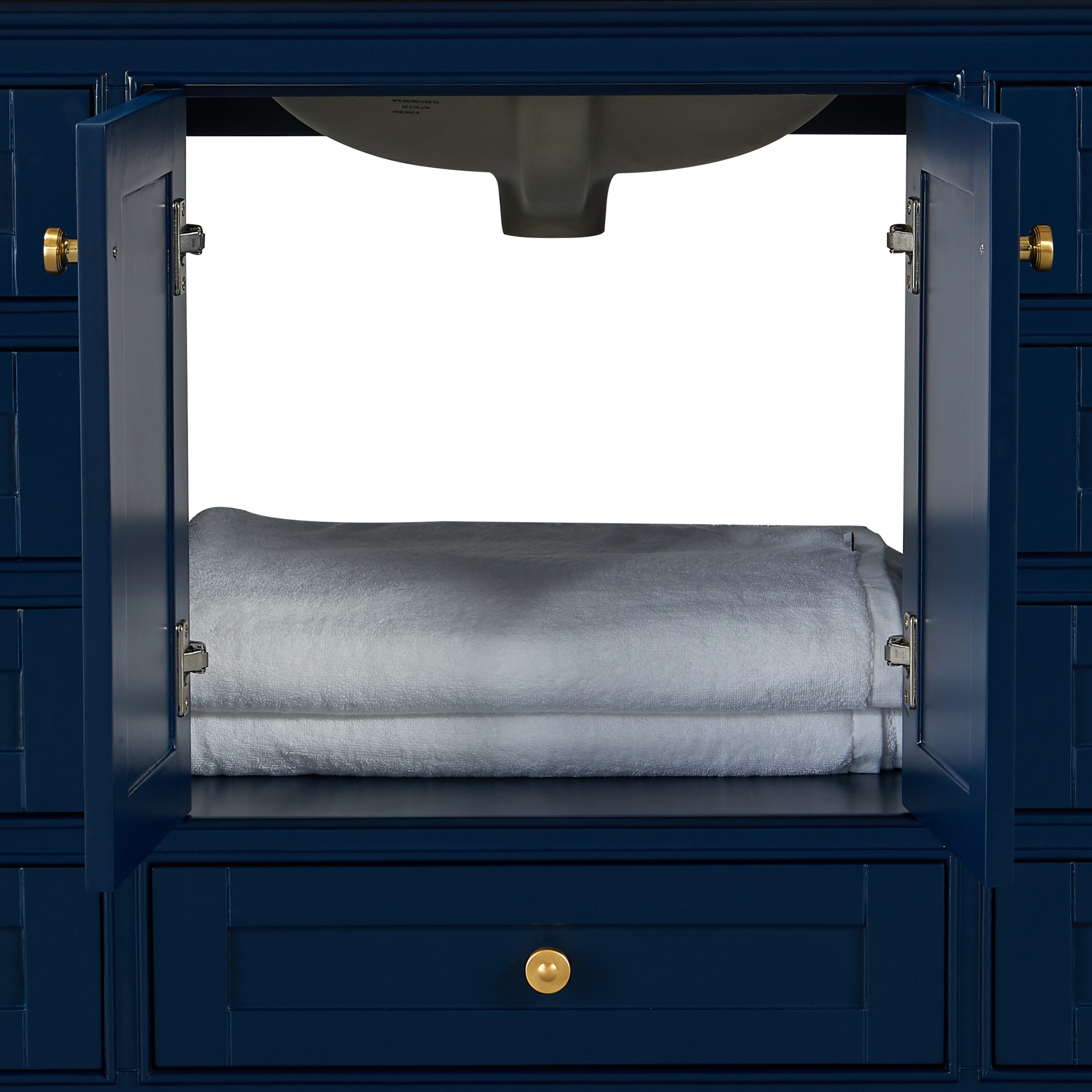 Audrey 84'' Heritage Blue Double Vanity with Calacatta Quartz Top
