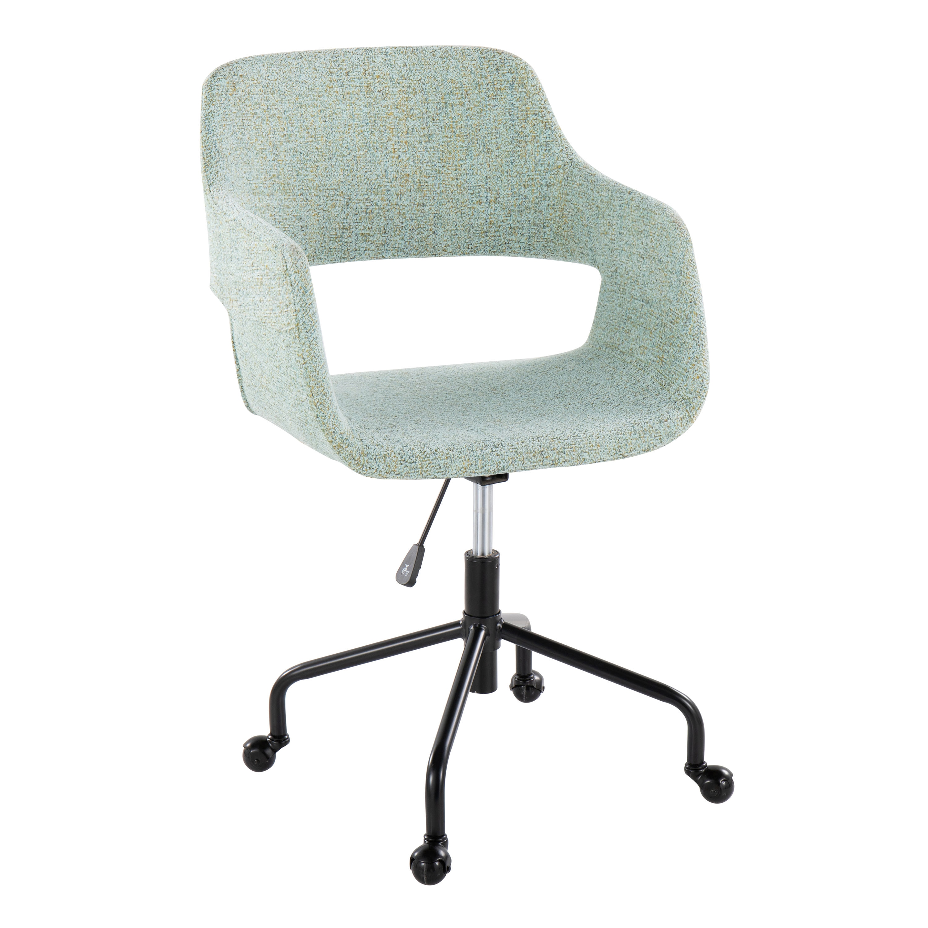 LOVMOR SF-H-B116135746 Margarite Contemporary Adjustable Office Chair in Black Metal and Light Green Fabric by LumiSource
