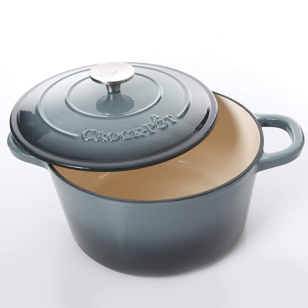  Crock-Pot Artisan Oval Enameled Cast Iron Dutch Oven, 7-Quart,  Slate Gray: Home & Kitchen