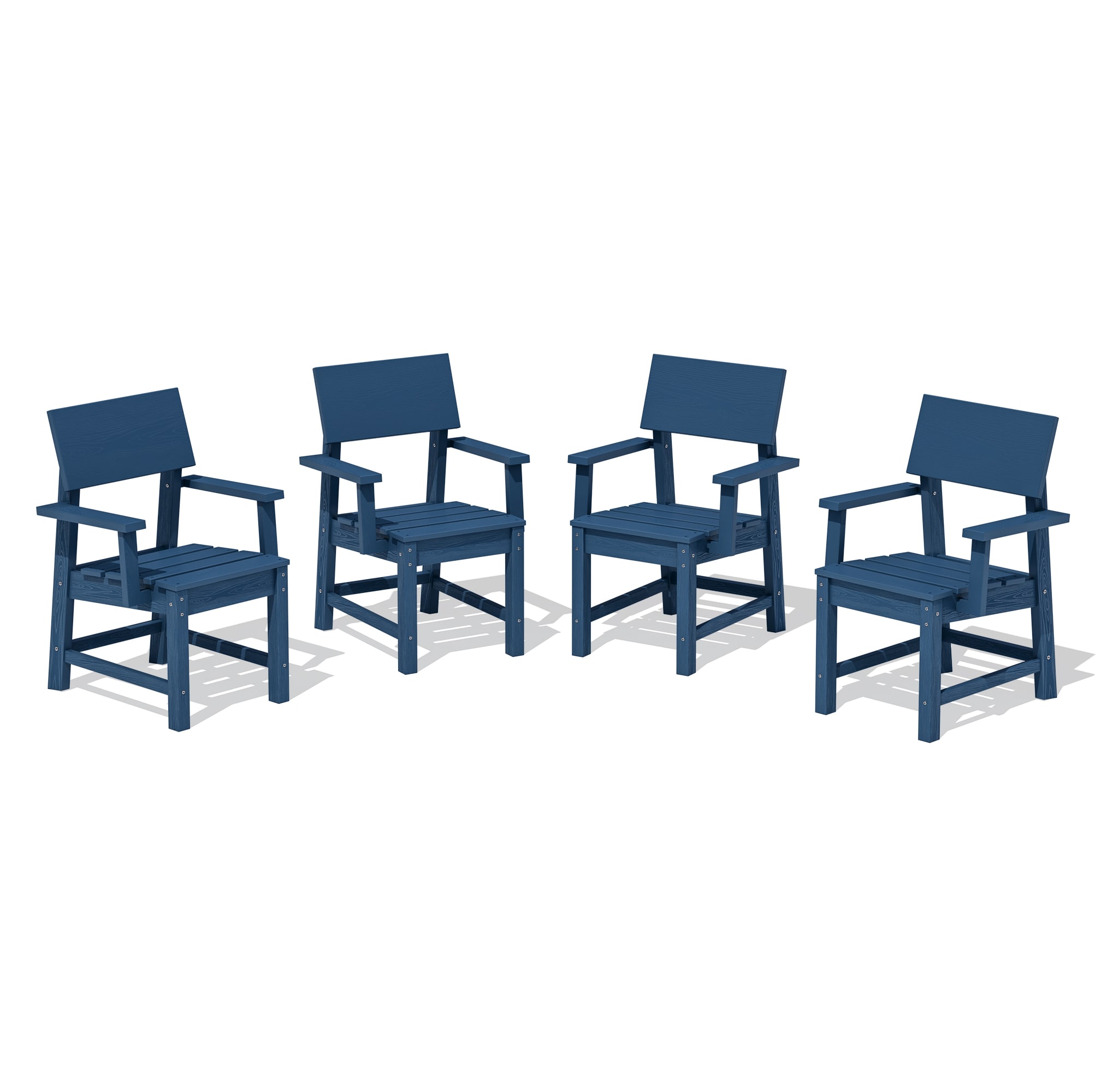 JEAREY STSCY-04-NY Patio Dining Chairs Set of 4 for Outdoor Set of 4 Navy HDPE Frame Stationary Dining Chair with Slat Seat