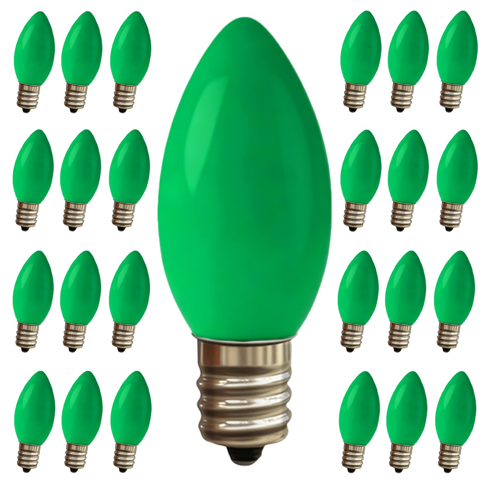 Afoxsos 25 Pack Green LED Light Bulbs C9 Vintage Style Plastic ...