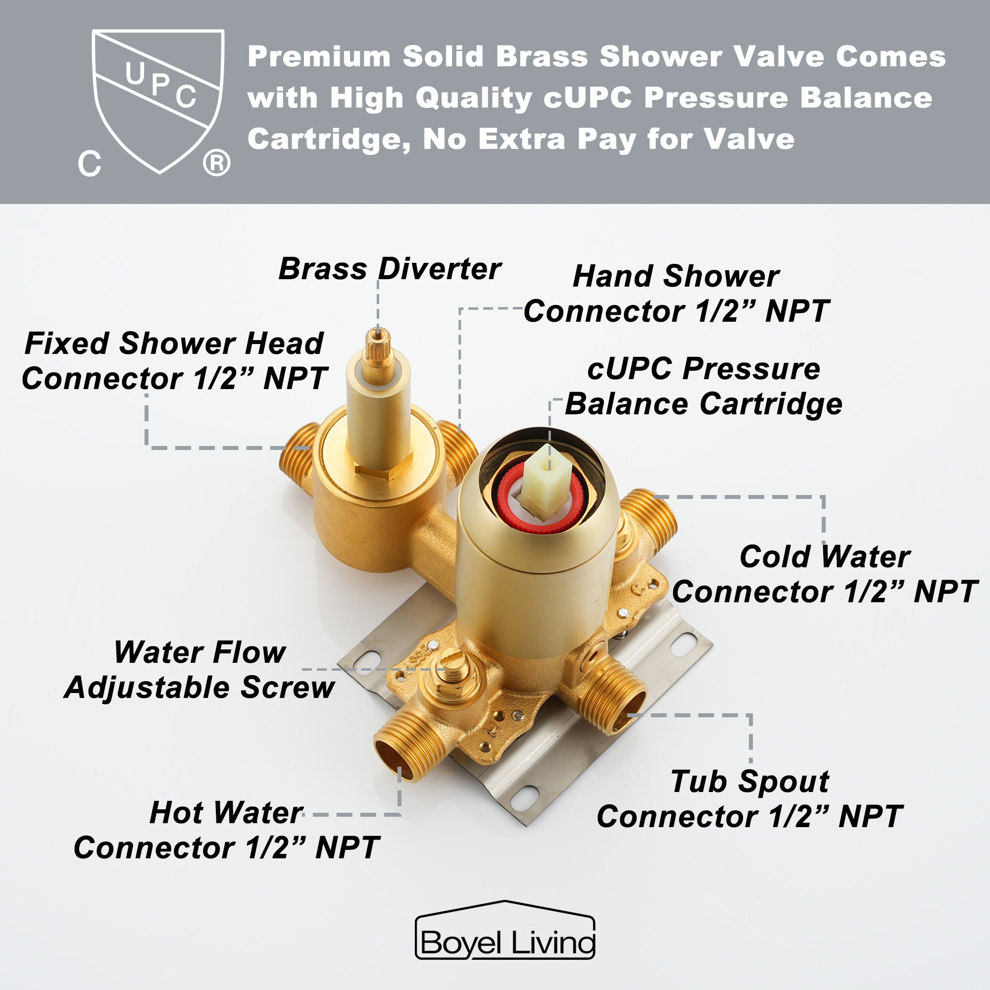 Clihome CSMD-BS880-16BG10 Showerhead-Bar-Panels - View #9