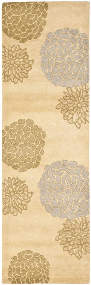 Safavieh SOH211B-28 Soho Mums 3 x 8 (ft) Tufted Wool Beige/Multi Rectangular Indoor Floral/Botanical Farmhouse/Cottage Runner rug