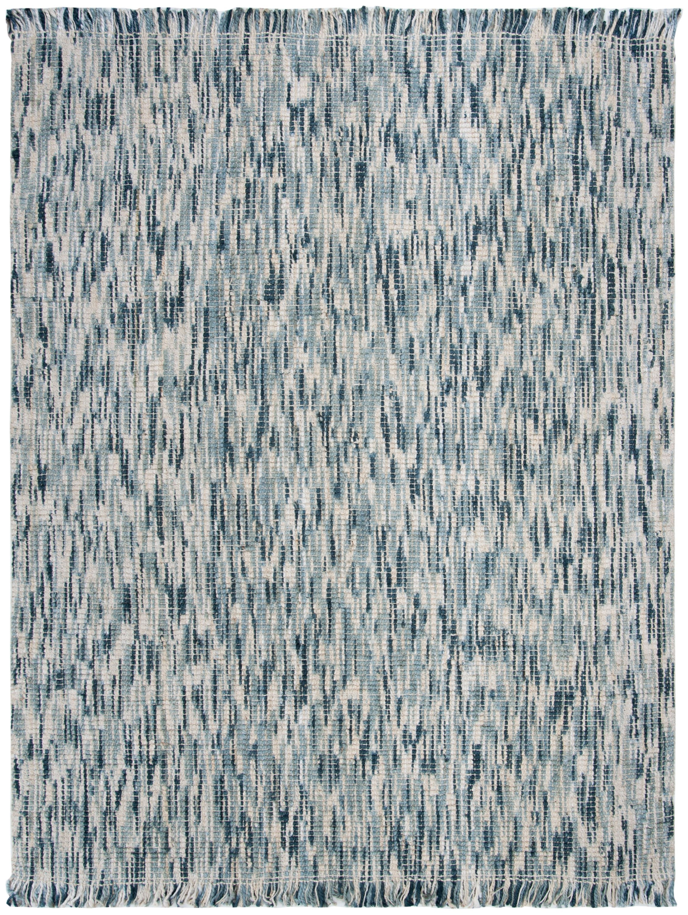 Hand-Knotted Blue/Ivory Jute 8'x10' Non-Slip Area Rug