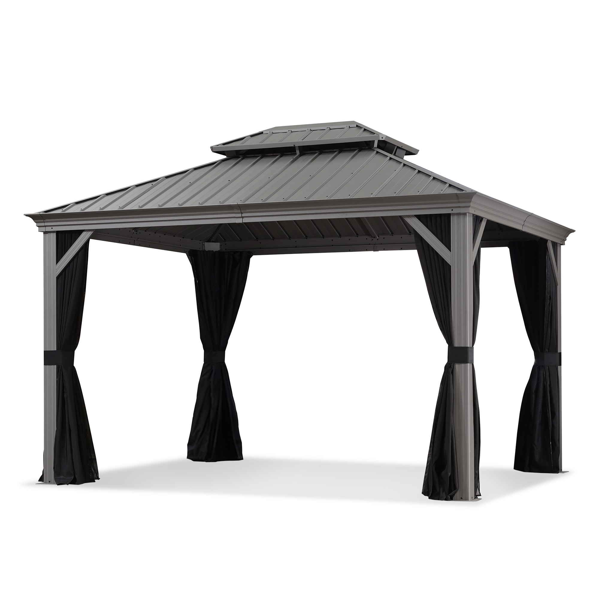 Light Gray 10' x 12' Double Roof Aluminum Patio Gazebo