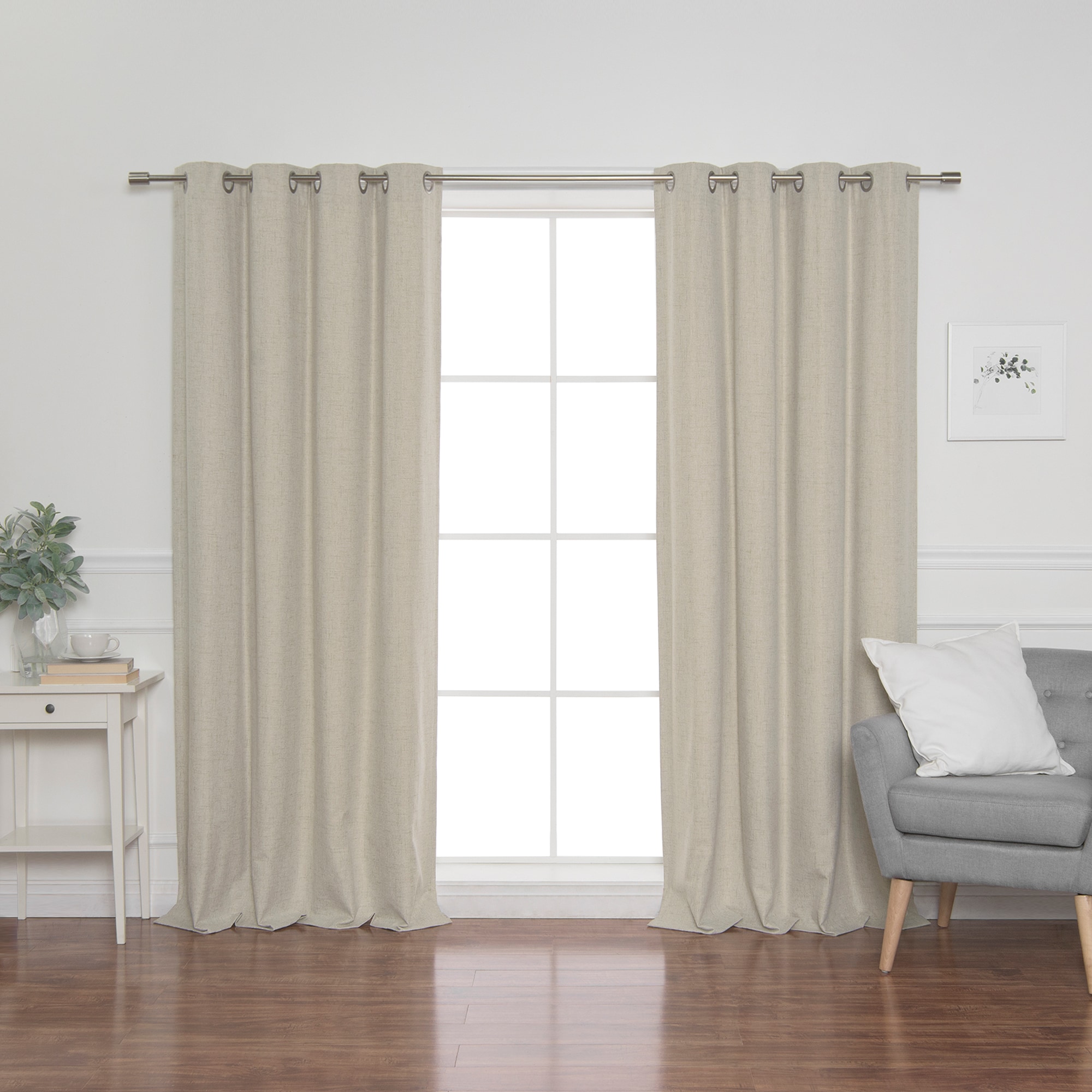 Best Home Fashion JC-01-GS-84-NATURAL 84-Inches Natural Blackout Grommet Curtain panel pair