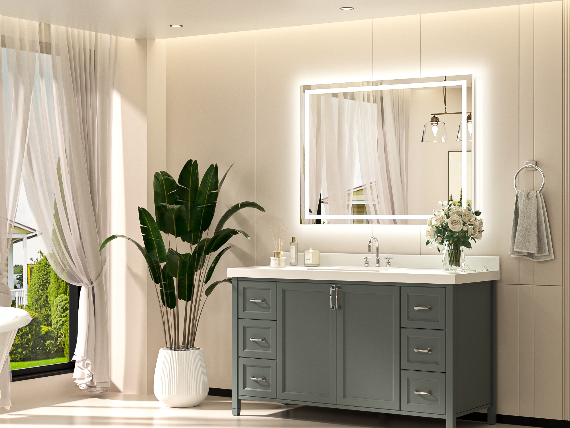 Keonjinn LW-JZ-ZBGSSW2-10181 Framed-Bath-Mirrors - View #2