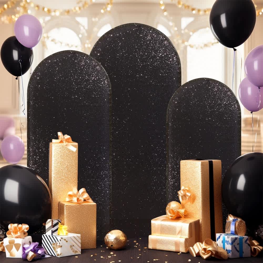 WhizMax GGL-FQZOL-8QA9UFSR Bling Arch Backdrop Cover Sequin Wedding Arch Stand Cover with Round Sequins Zipper Design Banquet Backdrop Cover Decoration for Birthday Party Black 6.6ft 1pcs-2m high x 1m Wide
