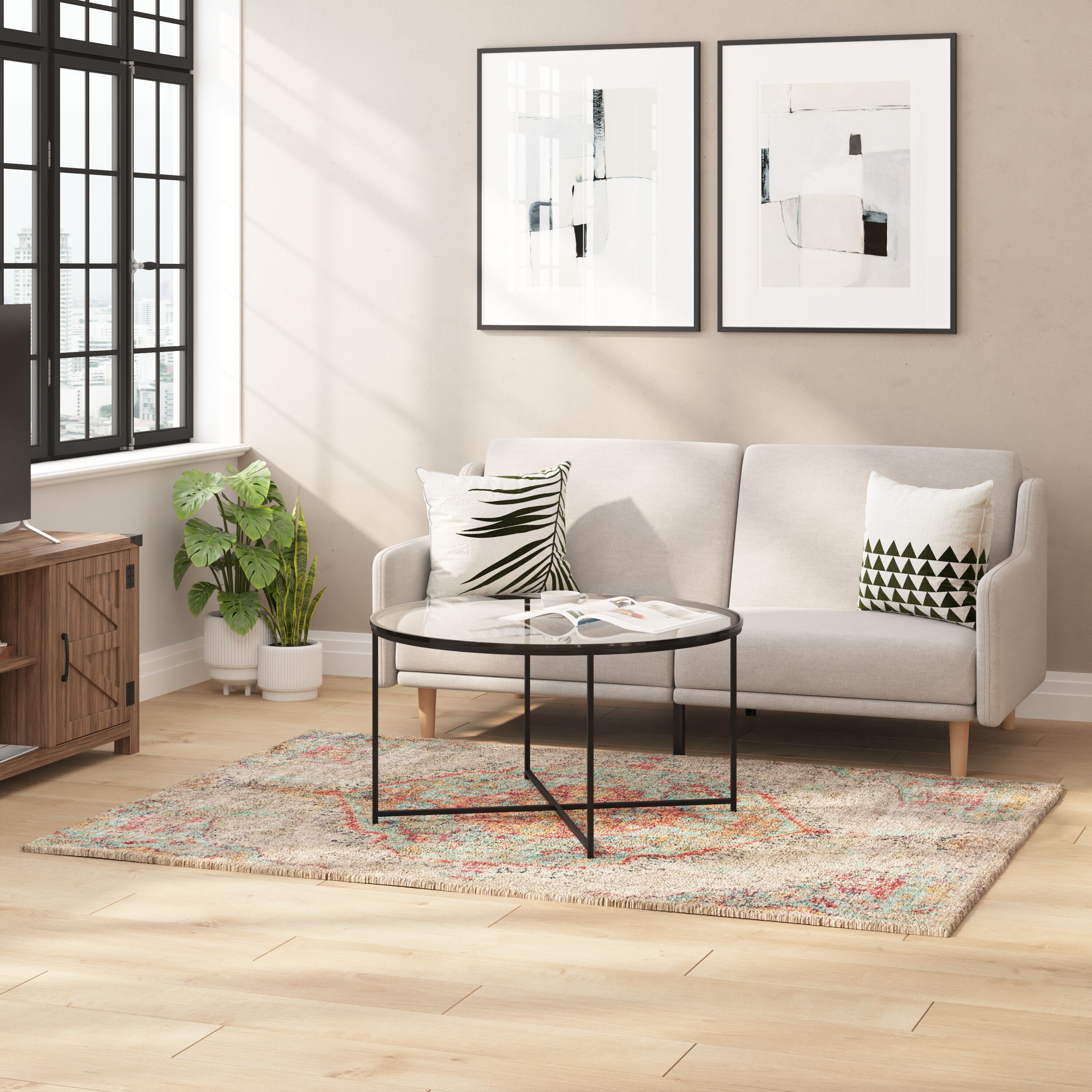 Taylor & Logan 196861090295 Katherine 5 x 7 (ft) Polyester Gray Multi Rectangular Indoor Mid-Century Modern Area rug
