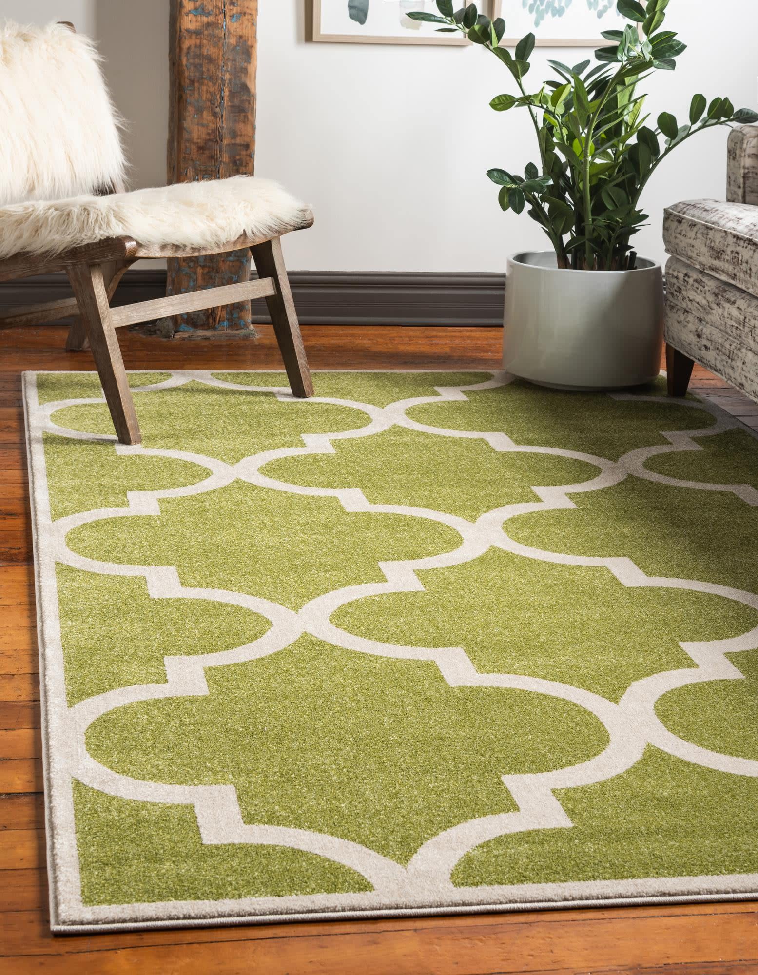 Unique Loom 3116426 Trellis 3 x 5 (ft) Loomed Polypropylene Green Rectangular Indoor Trellis Industrial Area rug