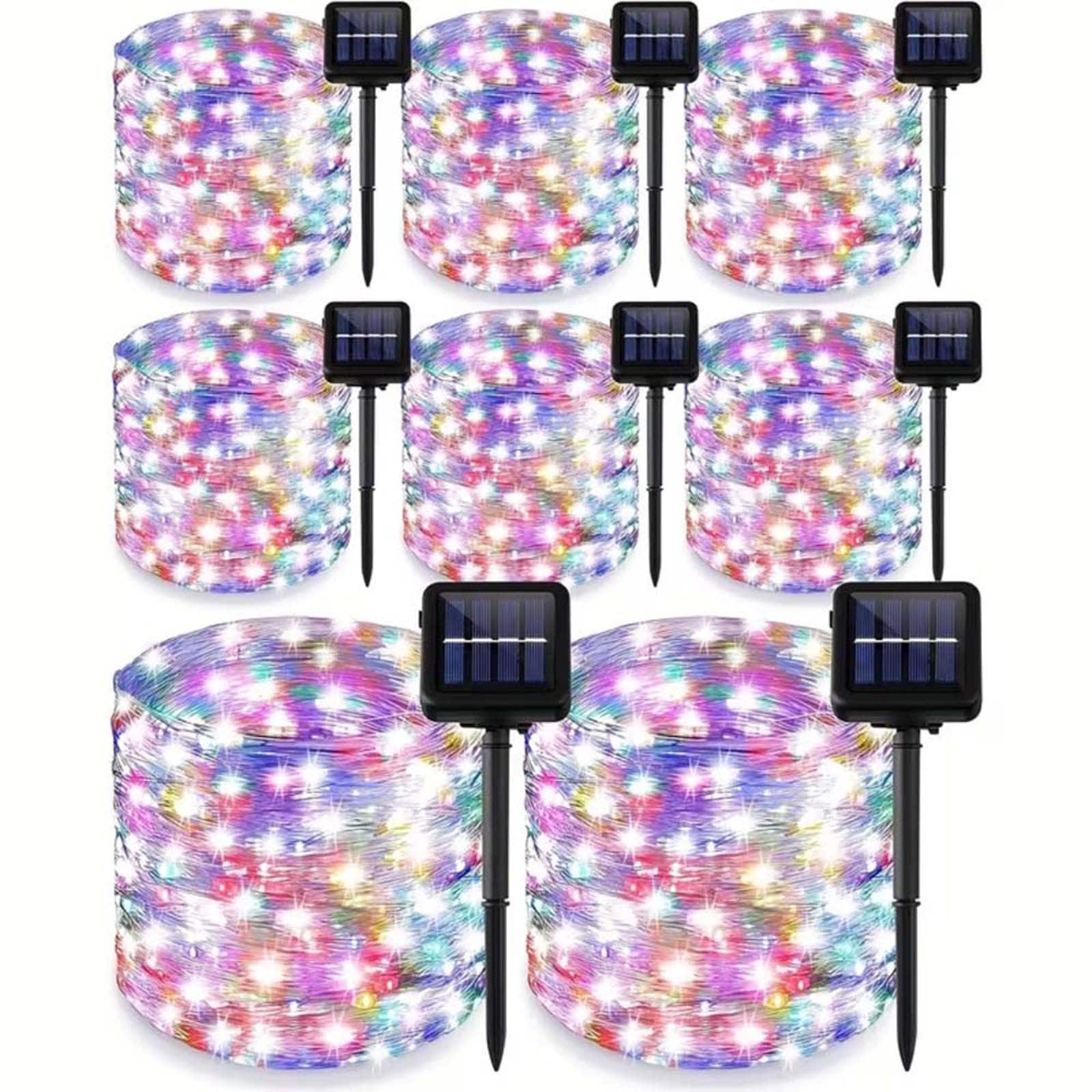 YOUNGAR  8 Pack Multicolor Solar String Lights Total 315FT 660 LED Fairy Lights Copper WireWaterproof Twinkle Light with 8 Modes for Christmas Garden Tree
