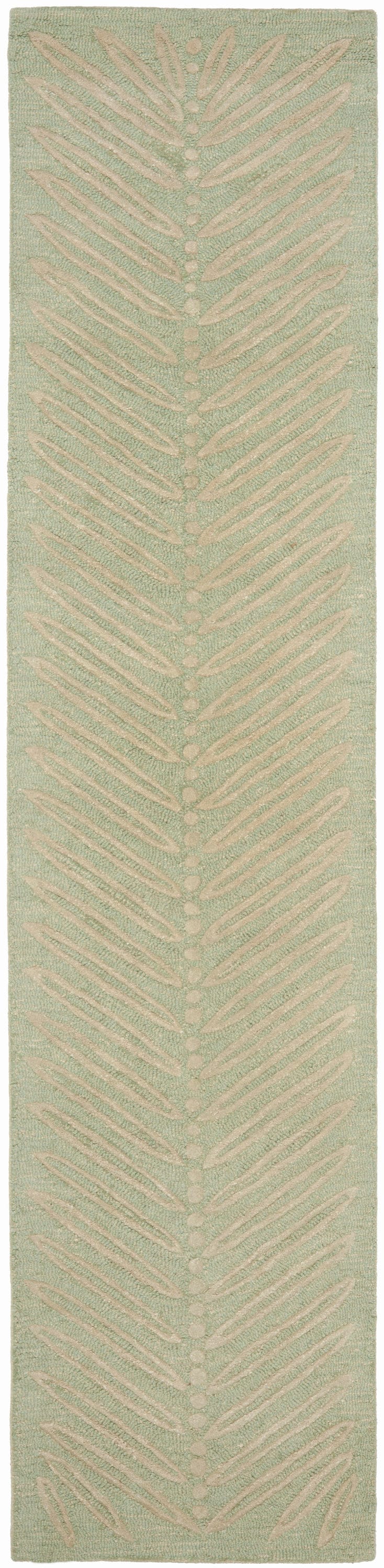 Martha Stewart MSR3612D-210 Chevron Leaves 2 x 10 (ft) Tufted Synthetic Milk Pail Green Rectangular Indoor Chevron Runner rug