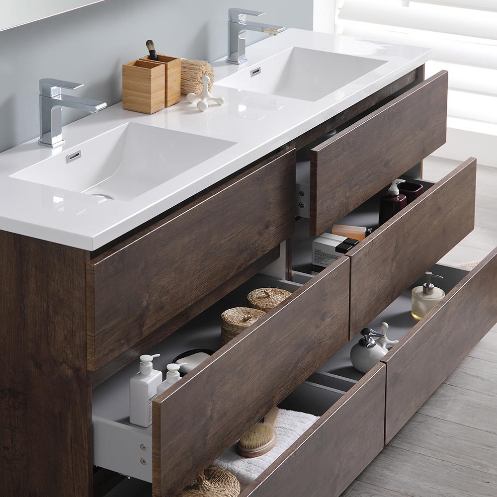 Fresca Lazzaro 72-in Rosewood- 2 Pcs Double Sink Bathroom Vanity with ...