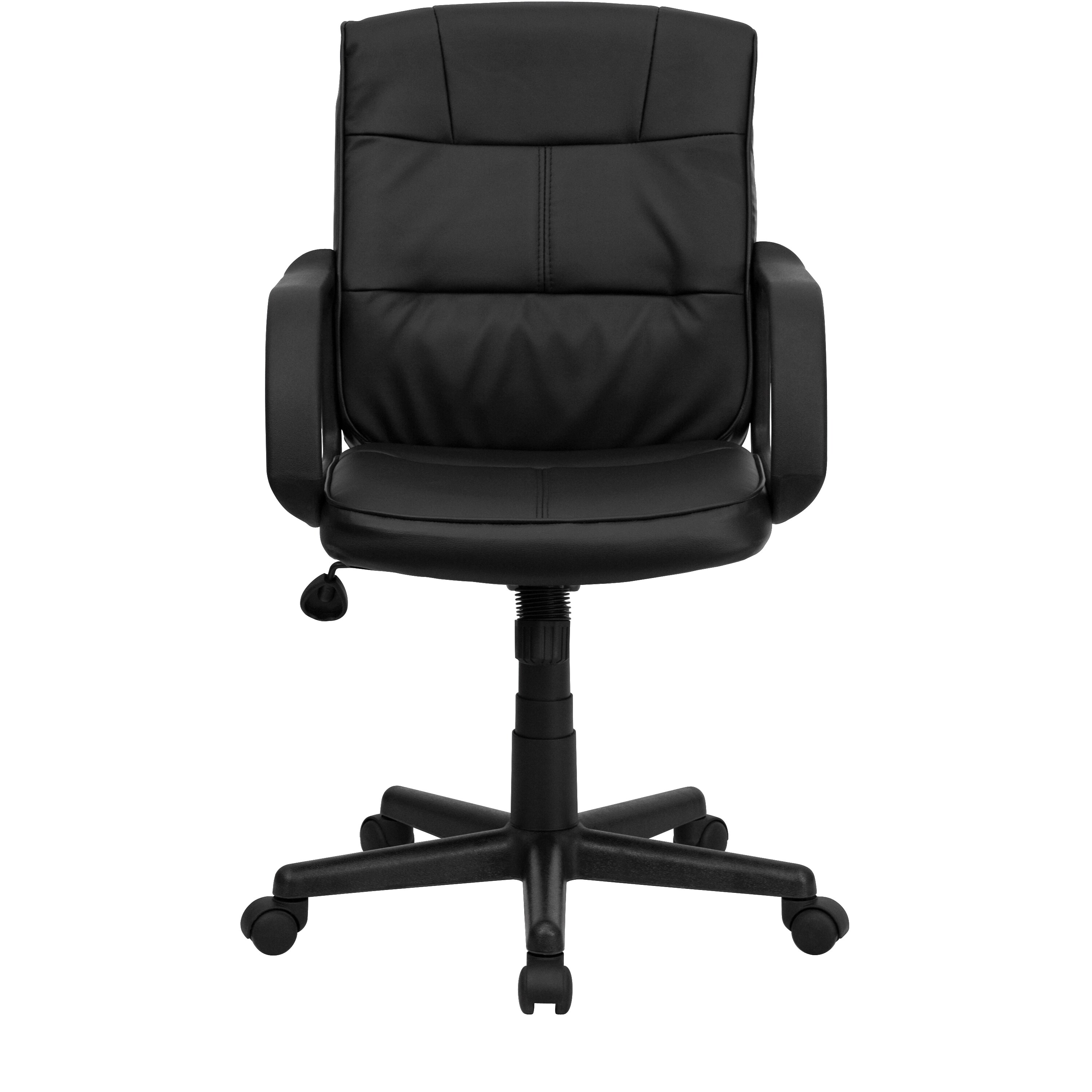 ErgoFlex Black LeatherSoft 360 Swivel Task Chair with Metal Base