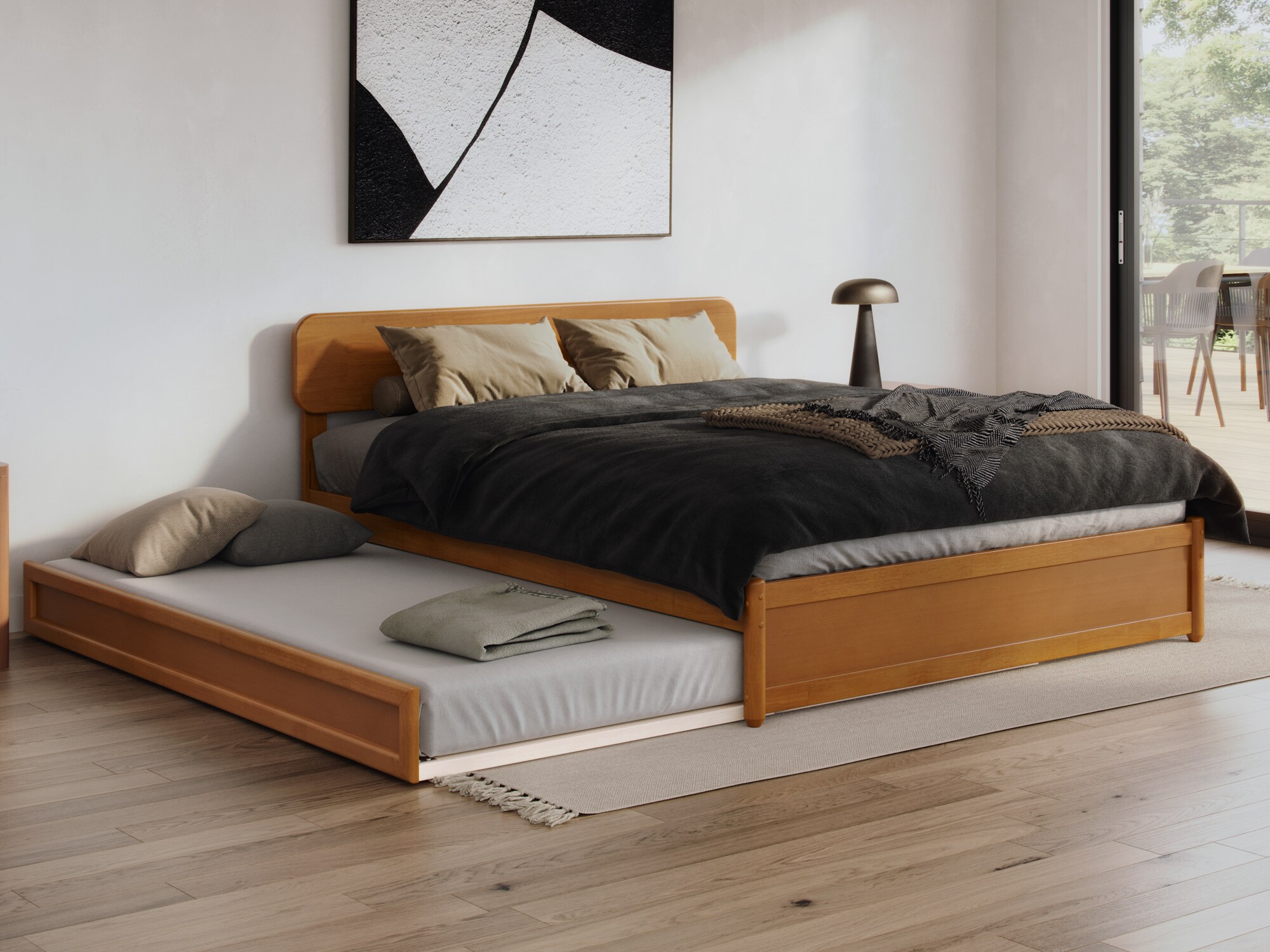 AFI AR968724T Capri Light Toffee Queen Wood Trundle Bed