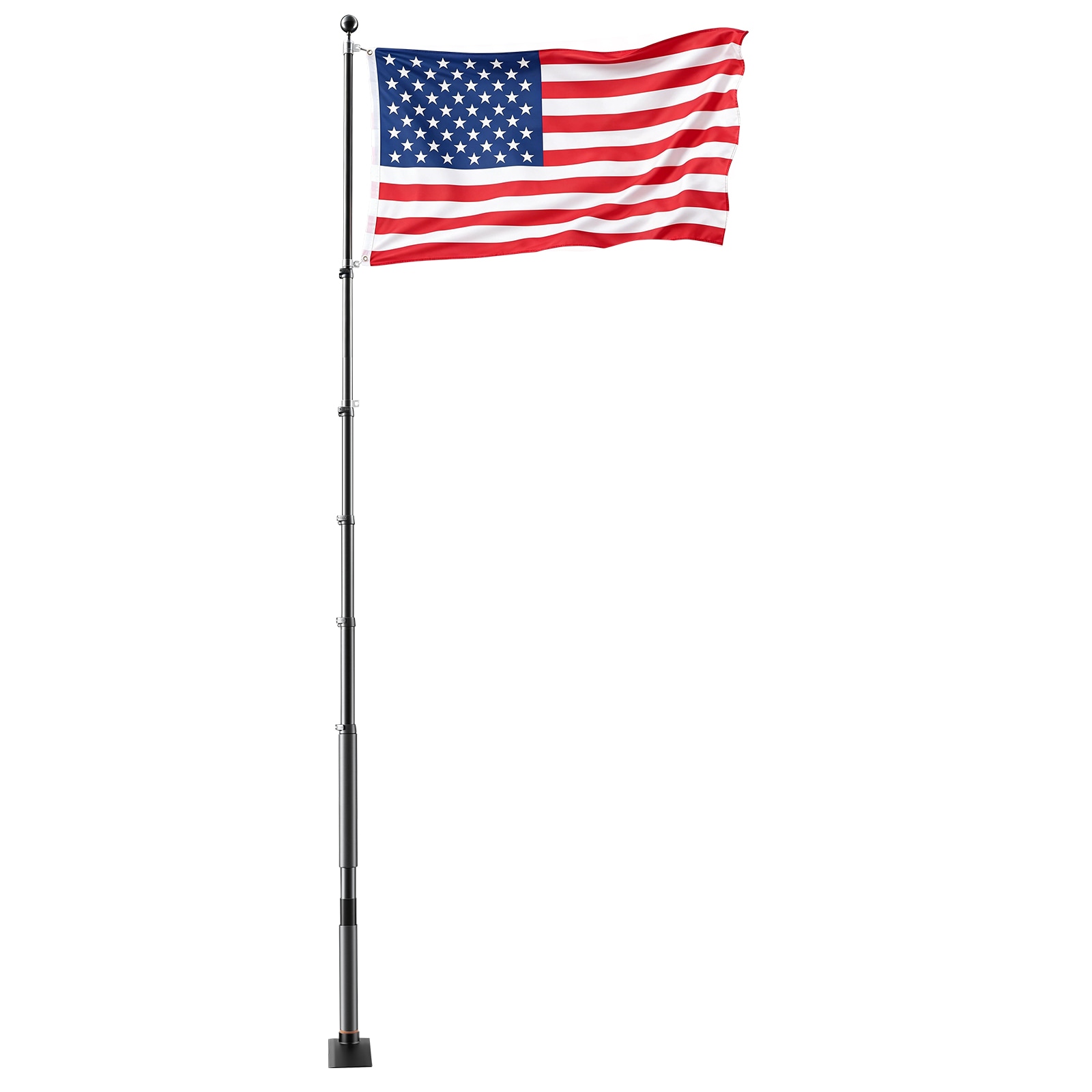 VEVOR - Flag Pole 20ft Heavy Duty Telescopic Flagpole Kit with Mounting Base for Vehicles Extra T...