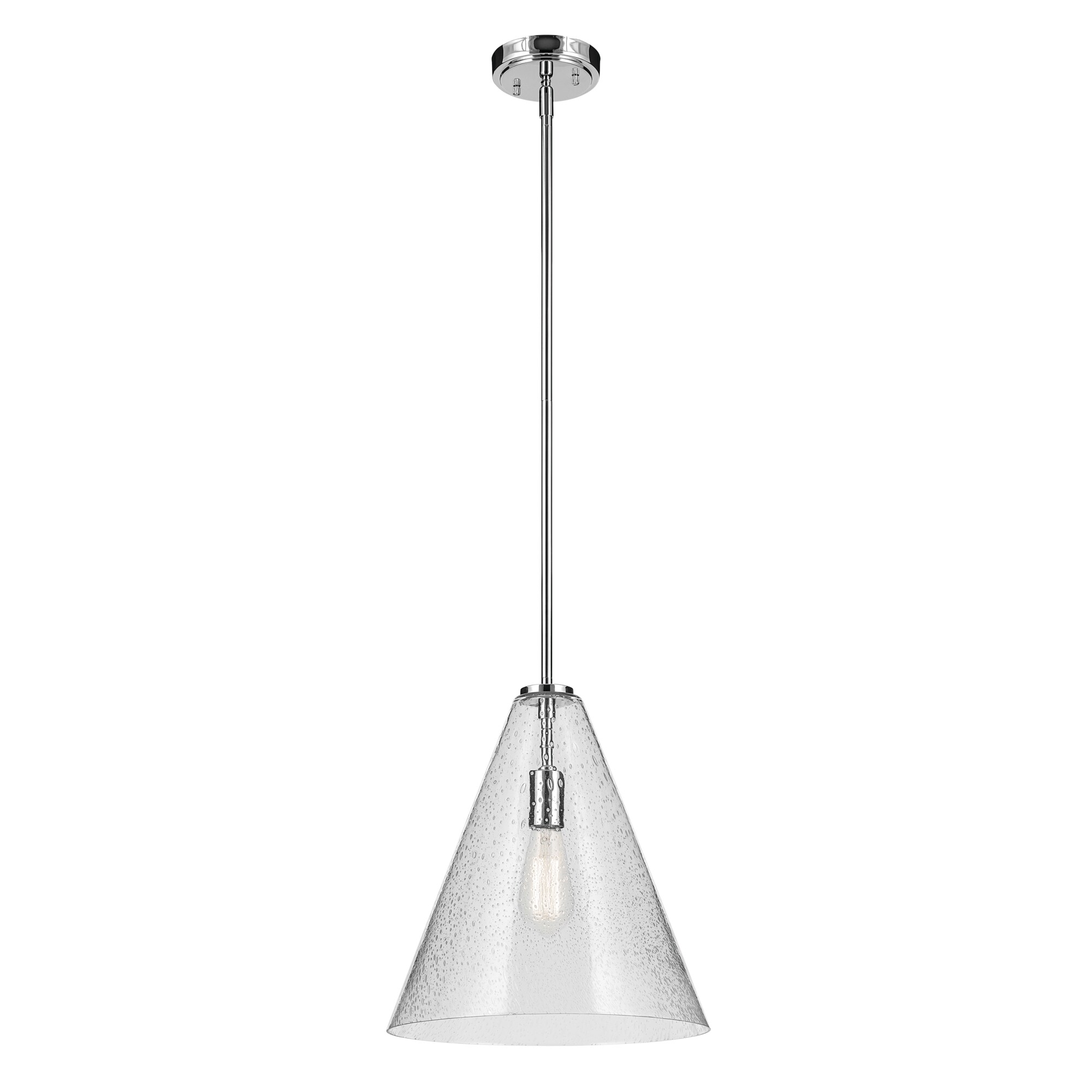 Kichler 42200CHCS Everly 1 -Light Chrome Modern/contemporary Seeded glass Cone Medium Hanging Pendant light