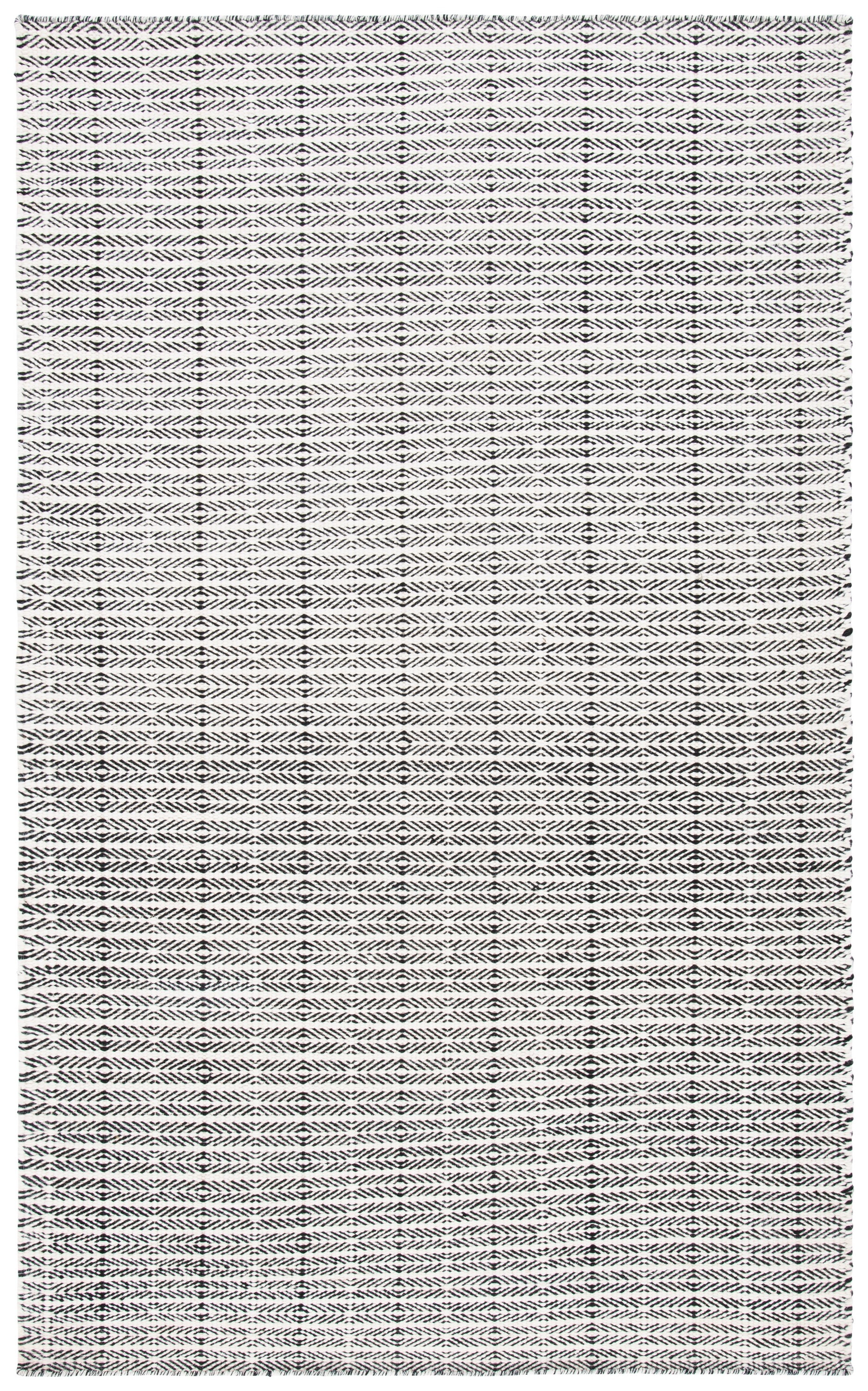 Black and Ivory Hand Tufted Wool Rectangular Rug