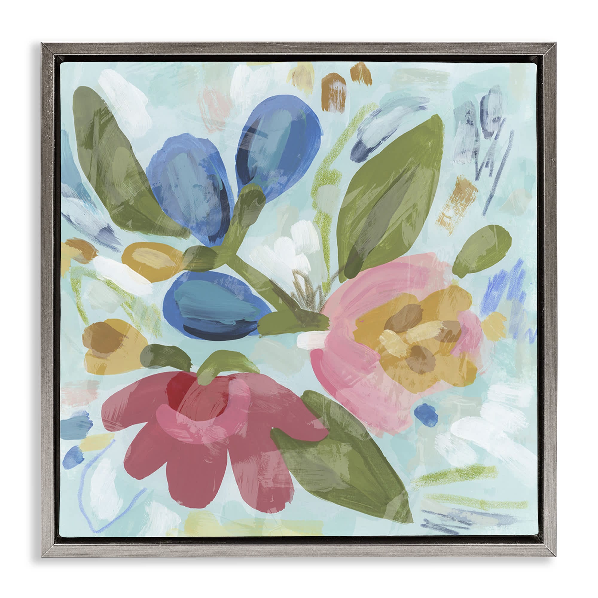 Stupell Industries BS-406-FFL-24X24 Bright Boho Flowers Floating Frame design by June Erica Vess