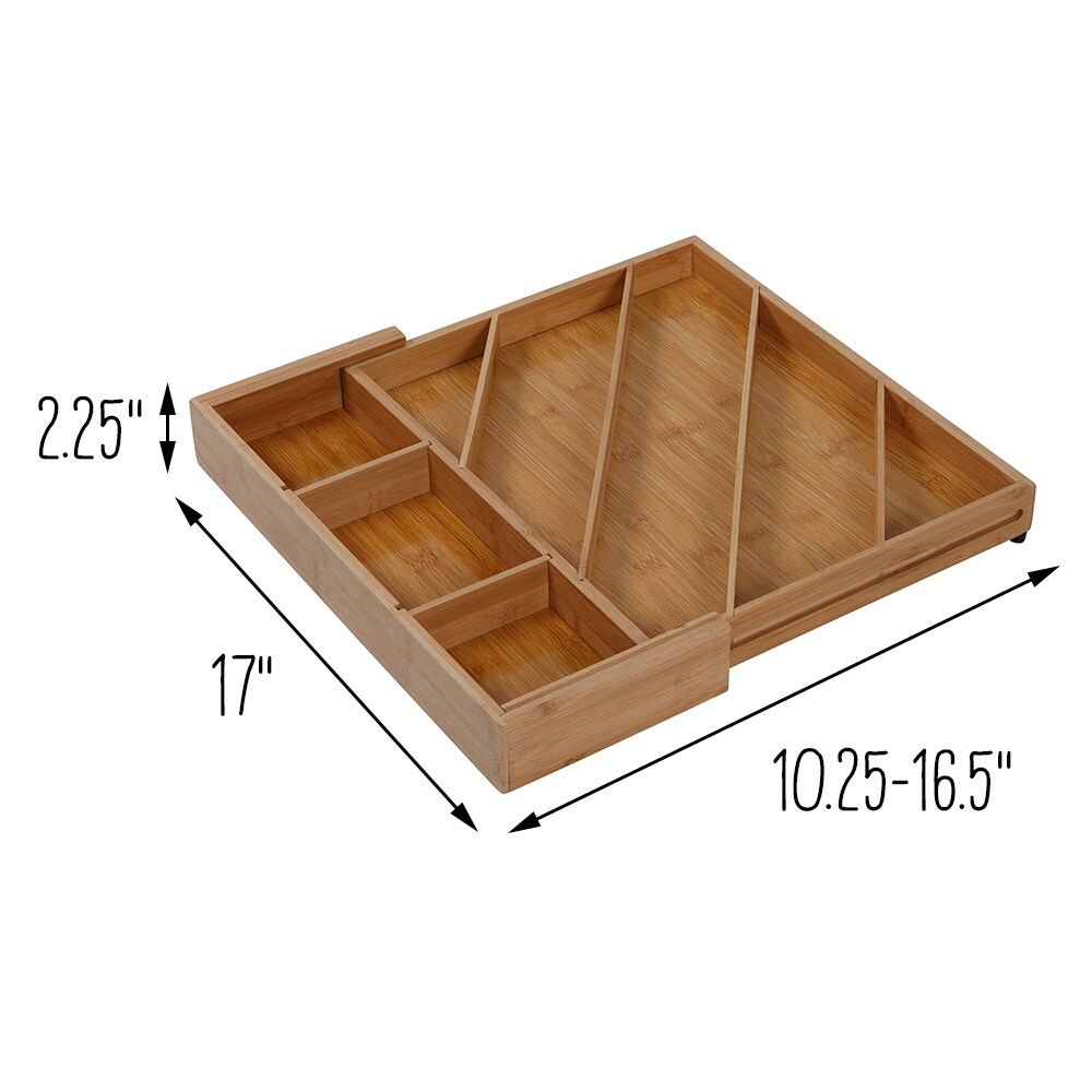 Seville Classics Expandable Bamboo Drawer Organizer Tray