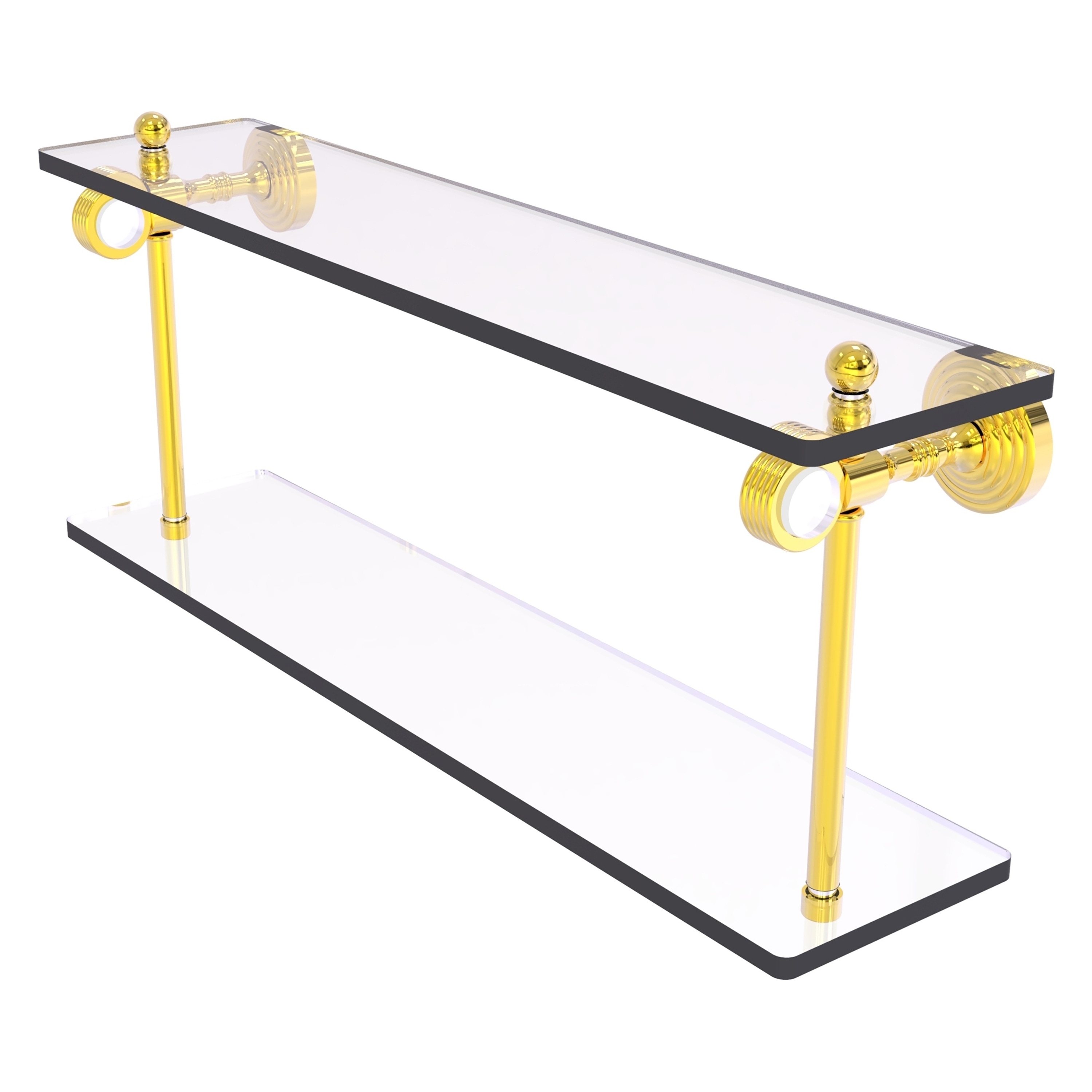 Allied Brass PG-2G-22-PB Pacific Grove Polished Brass 2 -Tier Wall mount Bathroom Shelf ( 22-in x 9.3-in x 5-in )