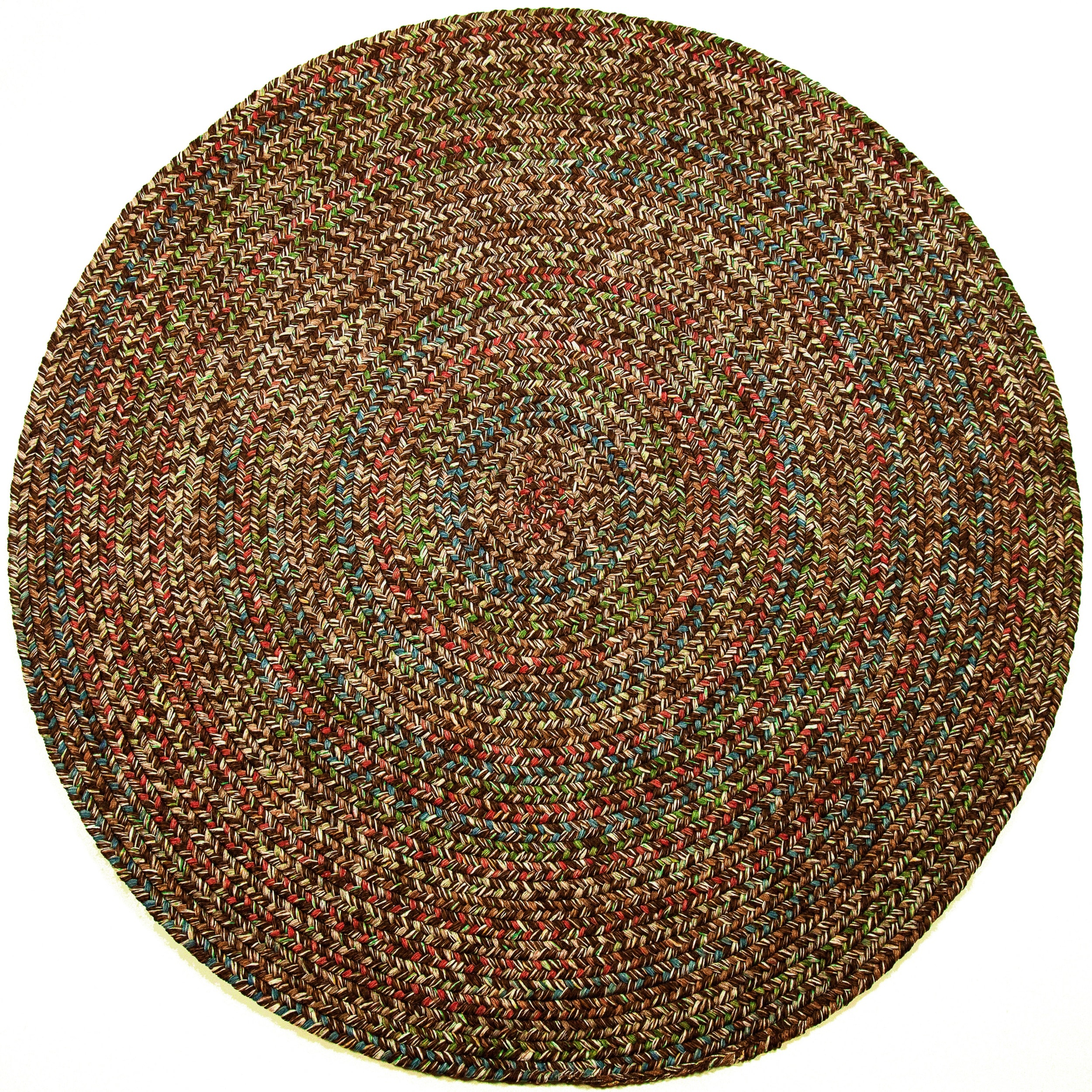 Rhody Rug SO35R048X048 4 x 4 (ft) Braided Polypropylene Brown Round Indoor/Outdoor Geometric Area rug