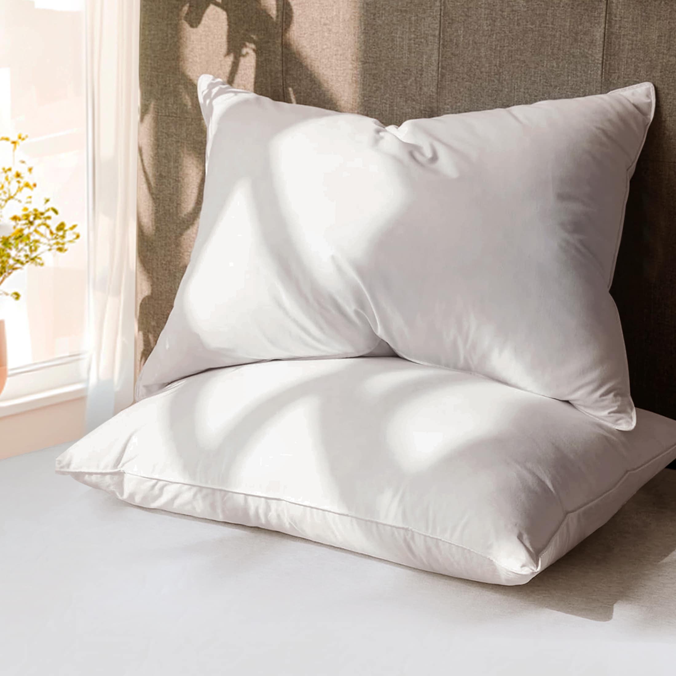 Betu  Goose Down Feather Pillows Set of 2 Bed Sleeping Hotel Collection 100 Percent Cotton Cover