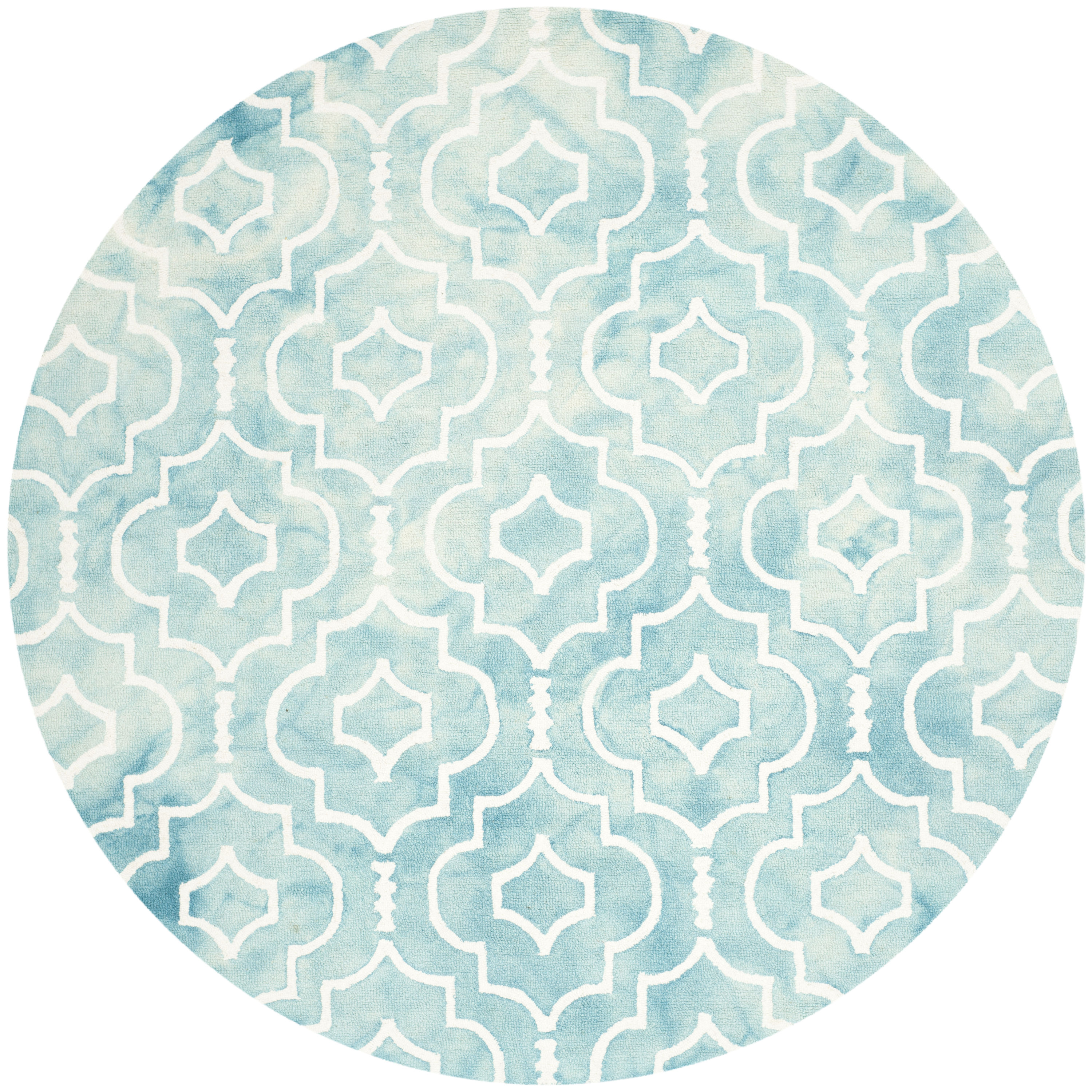Safavieh DDY538D-7R Dip Dye Danna 7 x 7 (ft) Tufted Wool Turquoise/Ivory Round Indoor Geometric Bohemian/Eclectic Area rug