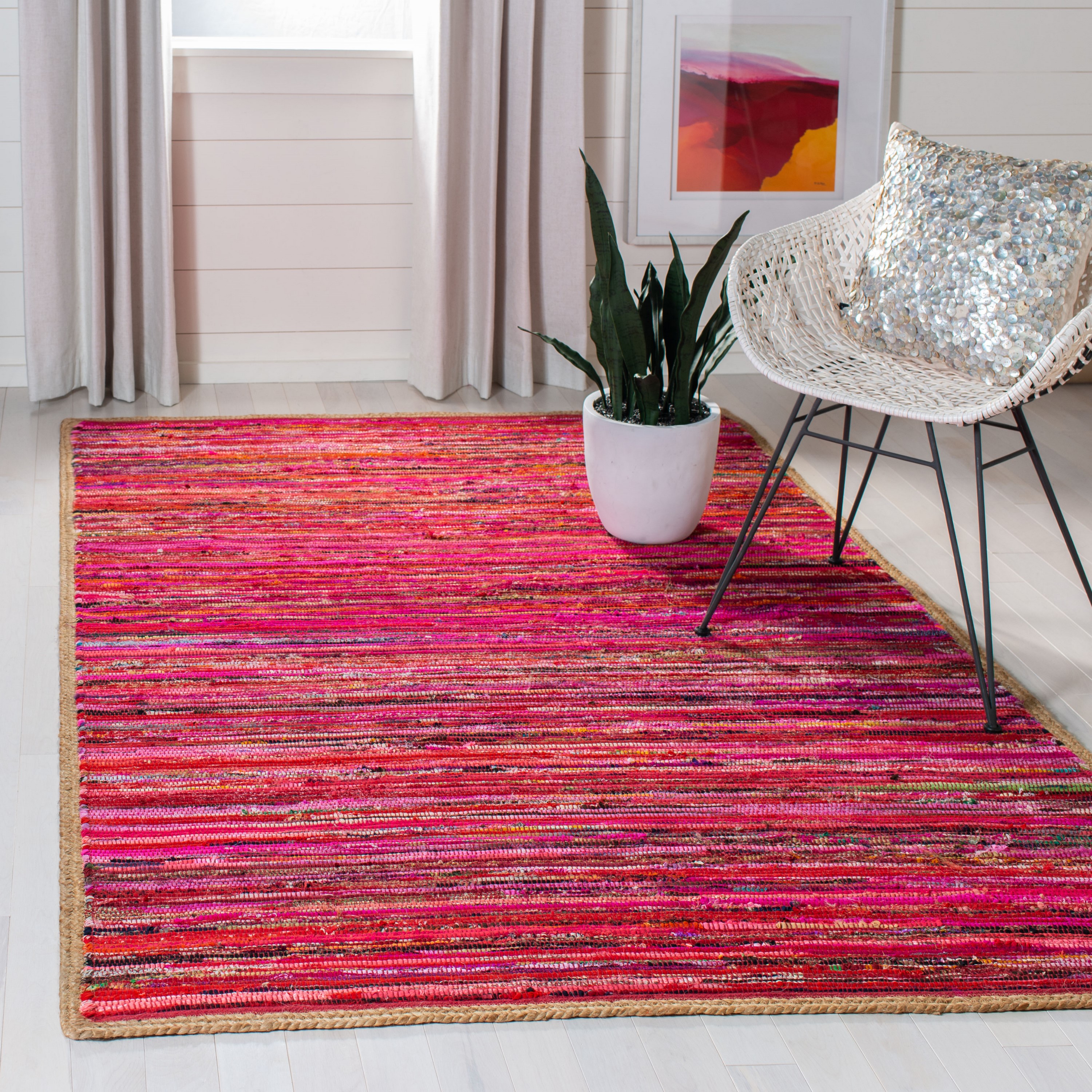 Safavieh MTK960Q-3 Montauk Gulea 3 x 5 (ft) Synthetic Red/Natural Rectangular Indoor Abstract Throw rug